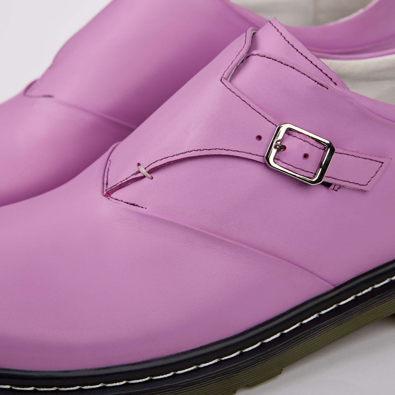 Kendrick Lavender Leather Monk Straps - Marc Nolan