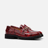 womens red patent leather bit loafers
