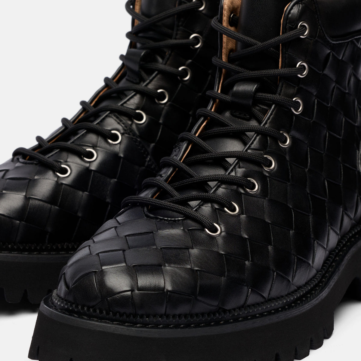 Rivington Black Woven Leather Hiking Boot