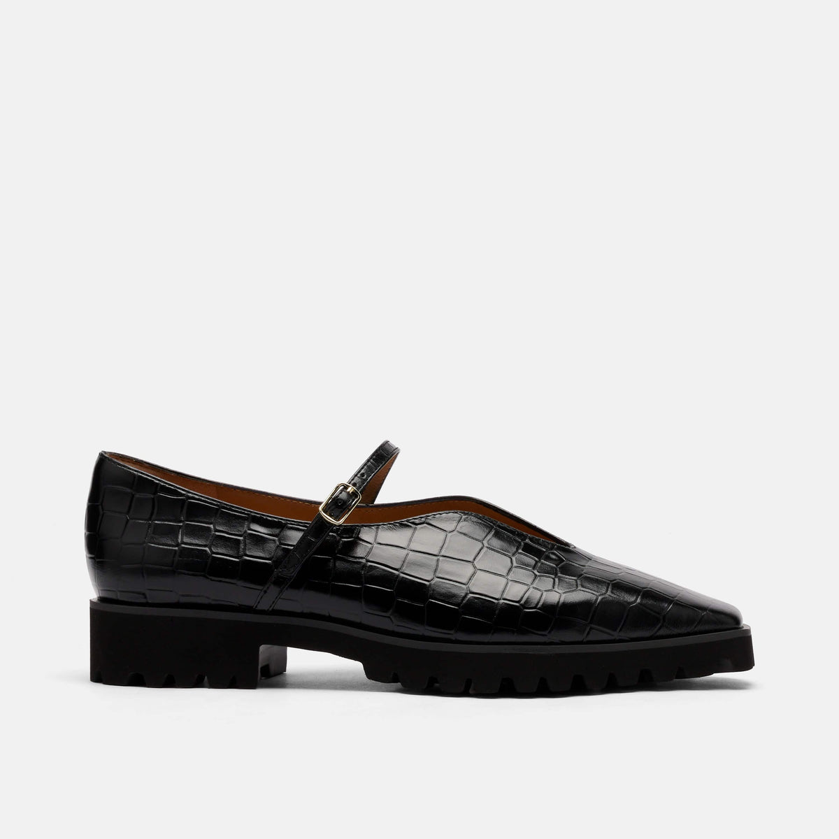 Roxie Croc Leather Lug Mary Janes