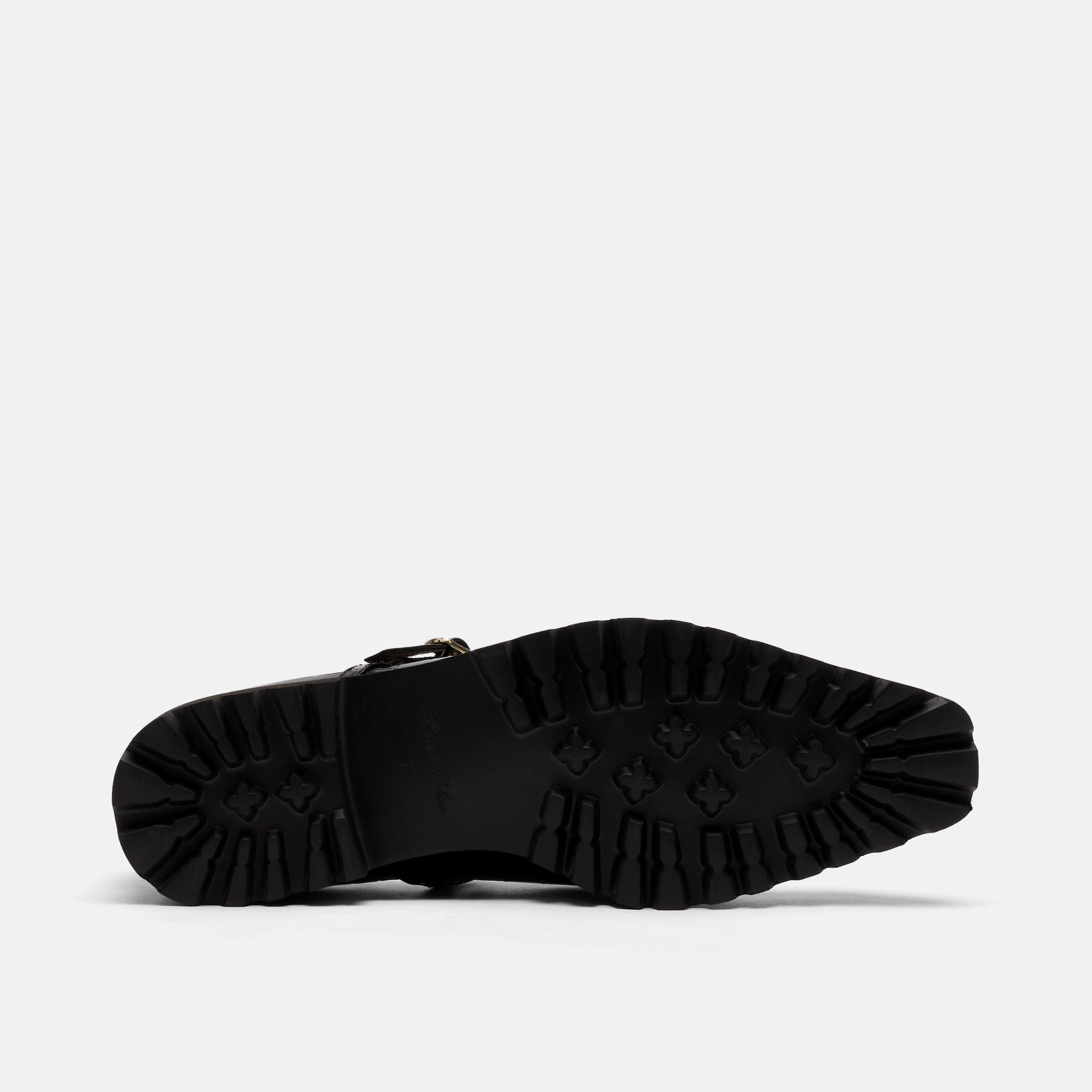 Roxie Black Croc Leather Lug Mary Janes