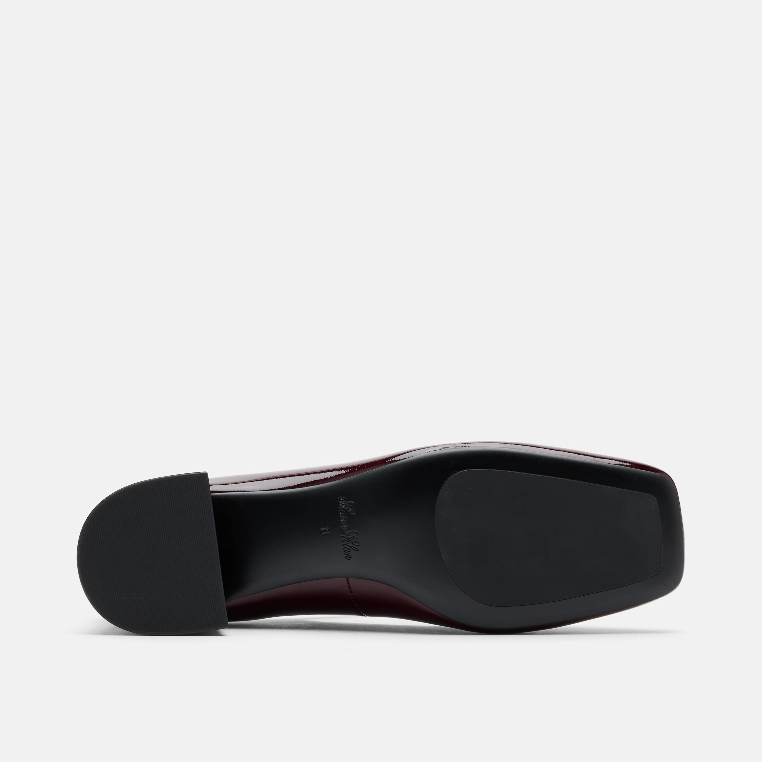 Ruby Burgundy Patent Leather Mary Jane Block Heels
