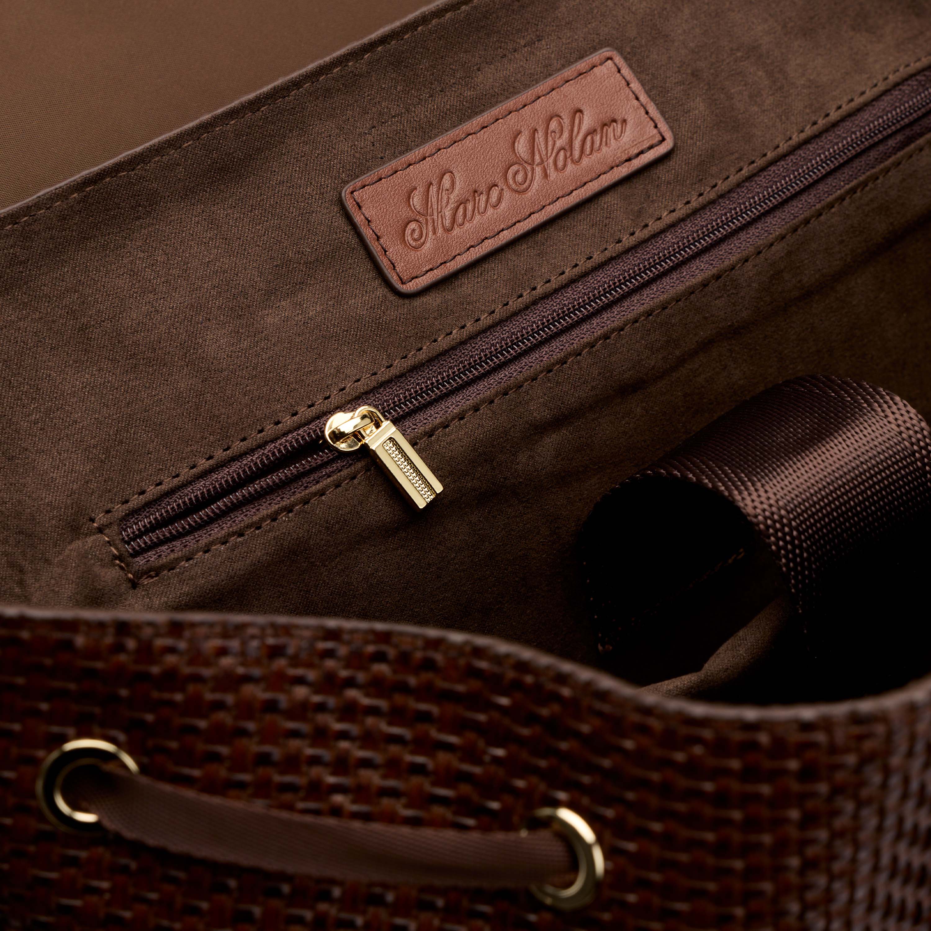 SOHO Woven Cognac Leather Backpack