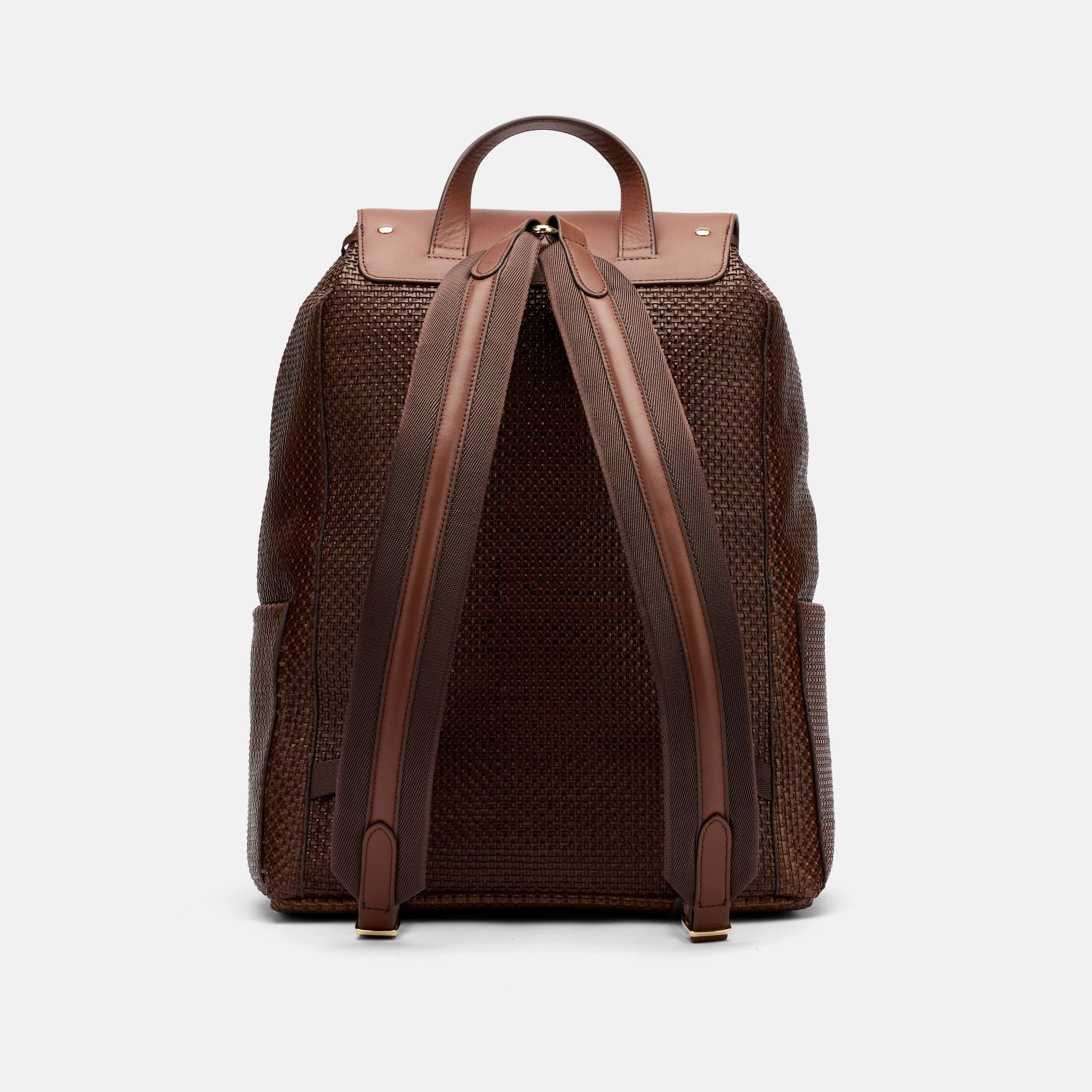 SOHO Woven Cognac Leather Backpack
