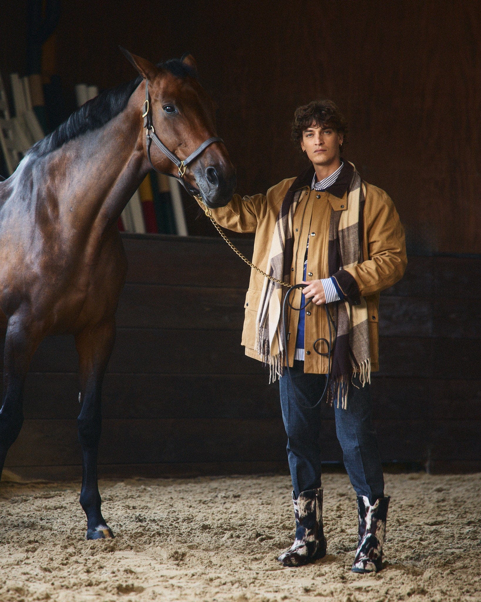 Sawyer Dark Horse Pony Hair Cowboy Boots