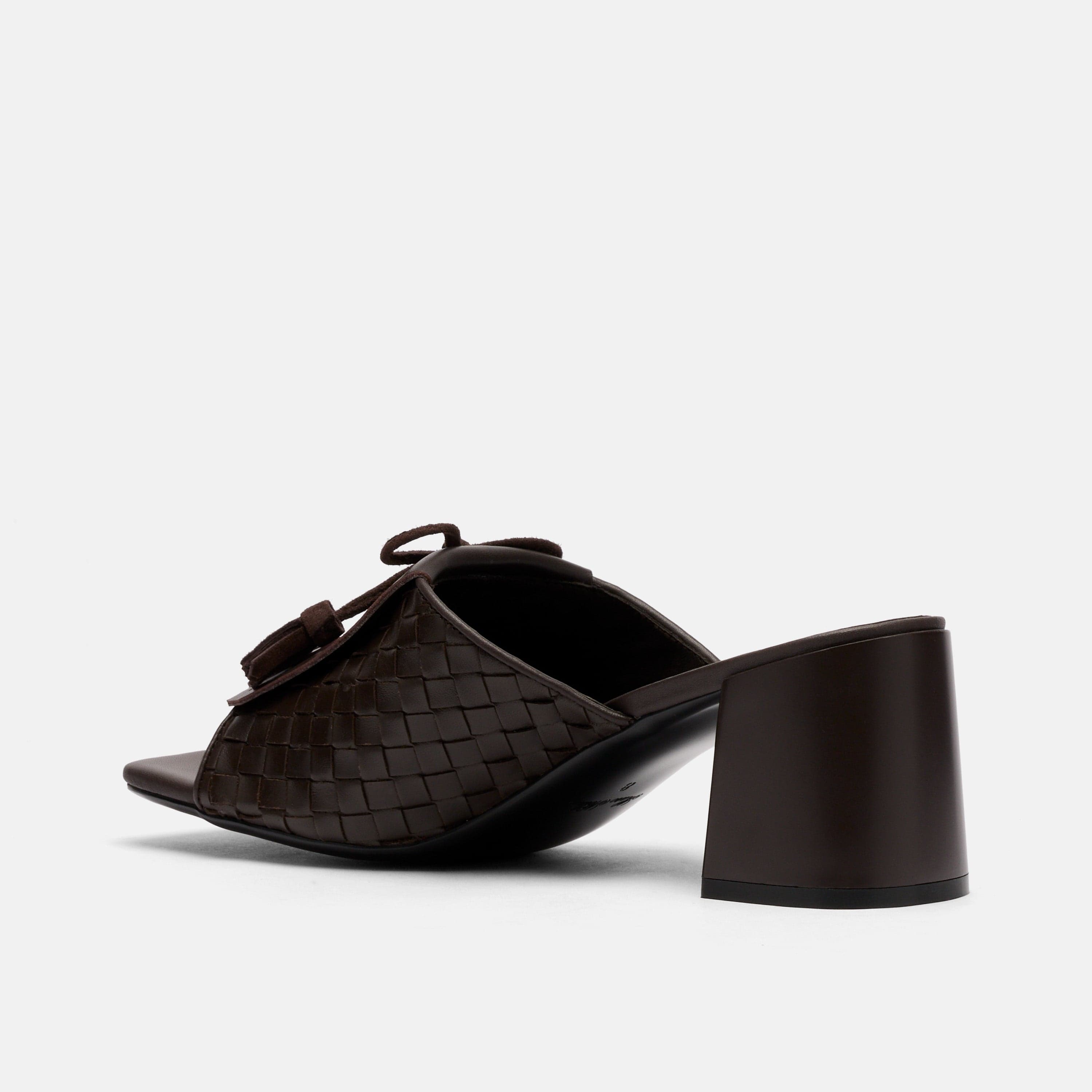Sienna Espresso Leather Tassel Block Pumps