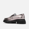 Ms. Calum Silver Rose Patent Leather Lug Penny Loafers