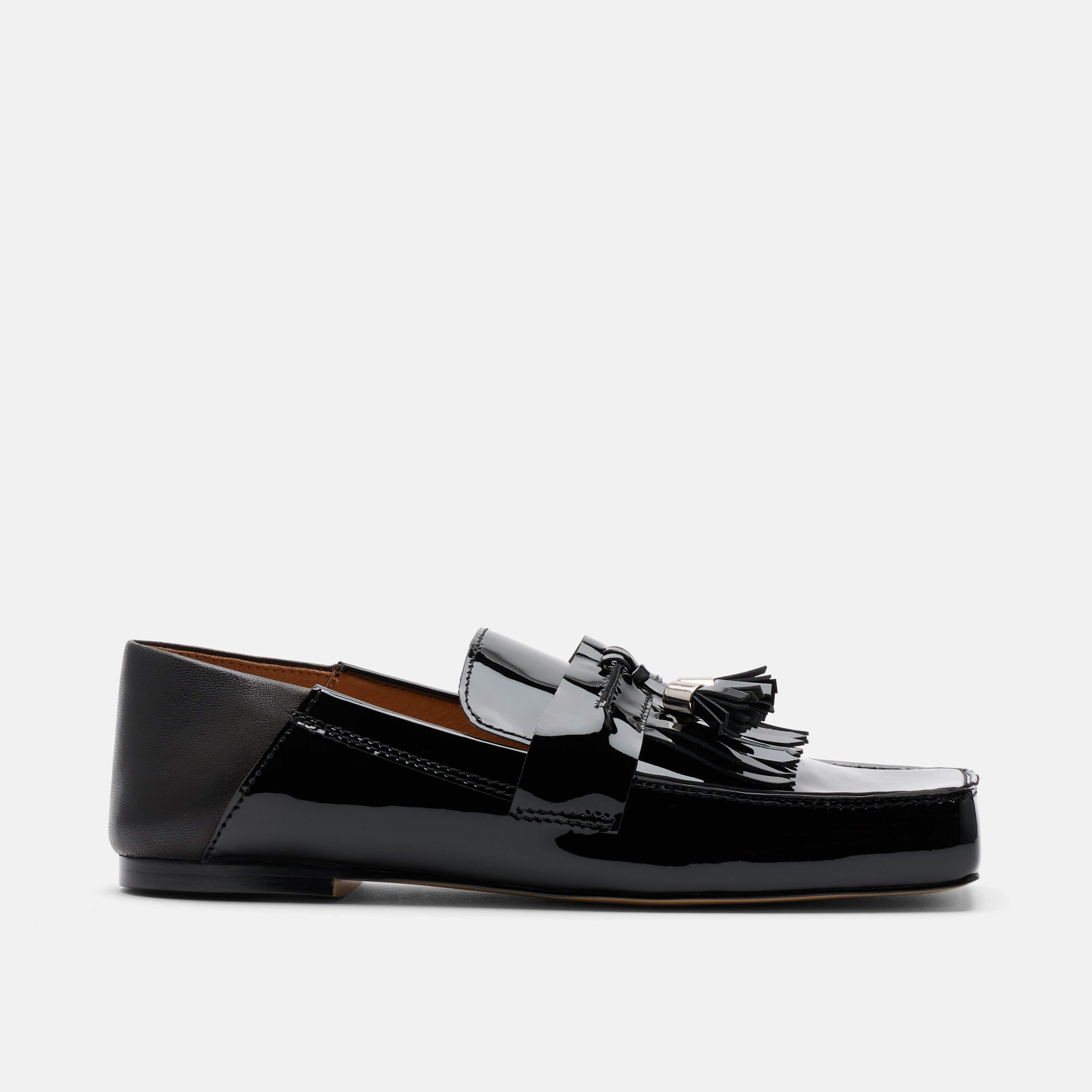 Simone Black Patent Leather Tassel Loafers