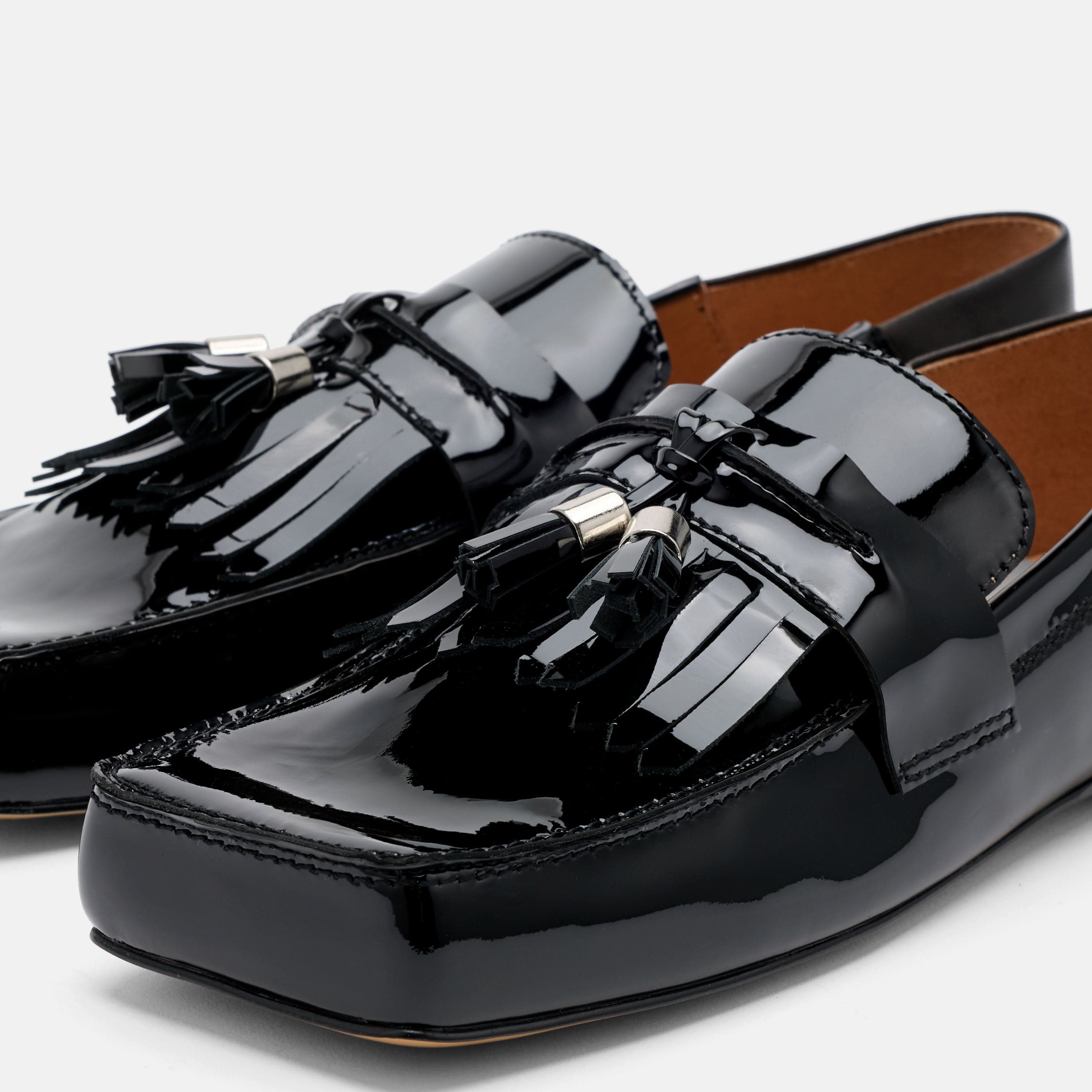 Simone Black Patent Leather Tassel Loafers
