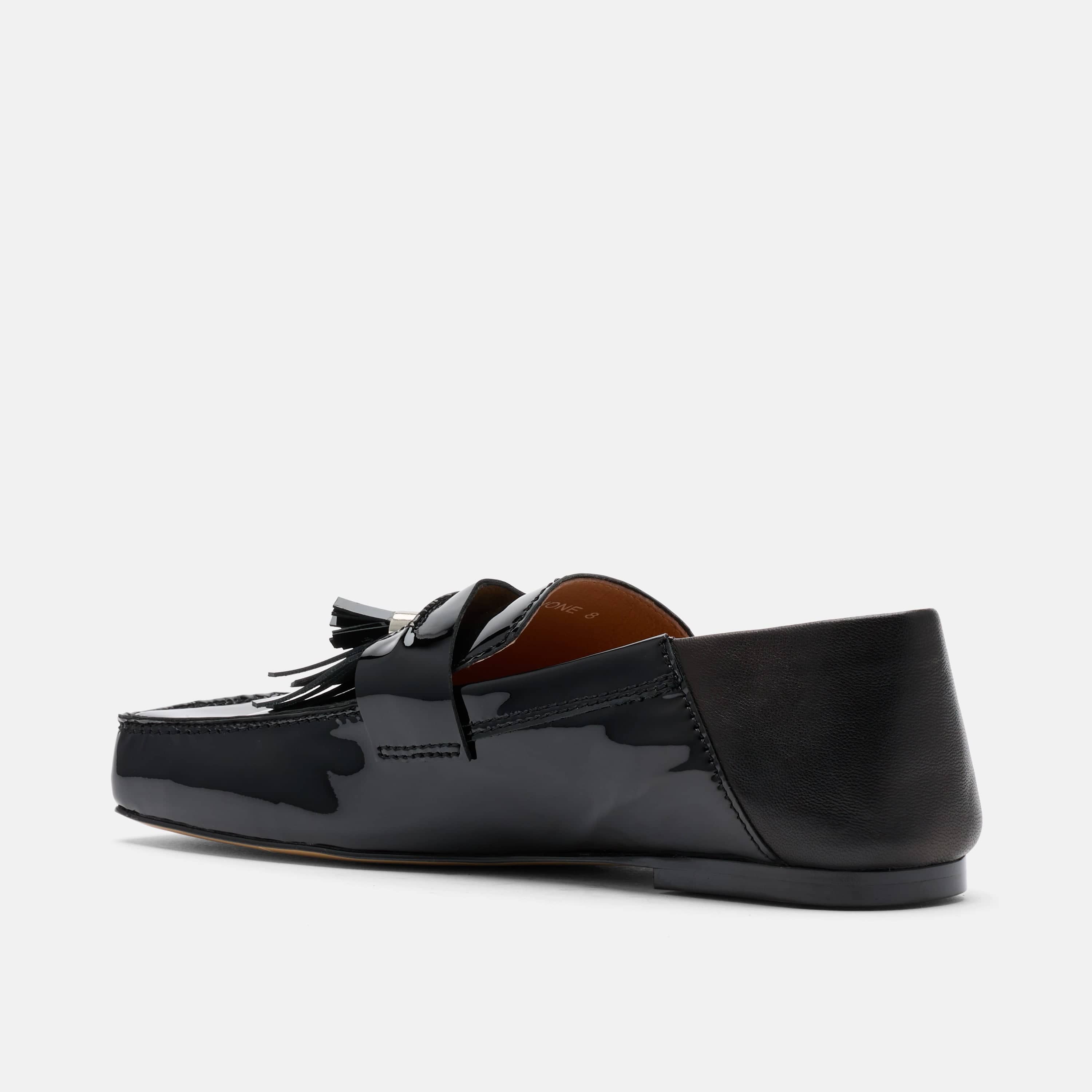 Simone Black Patent Leather Tassel Loafers