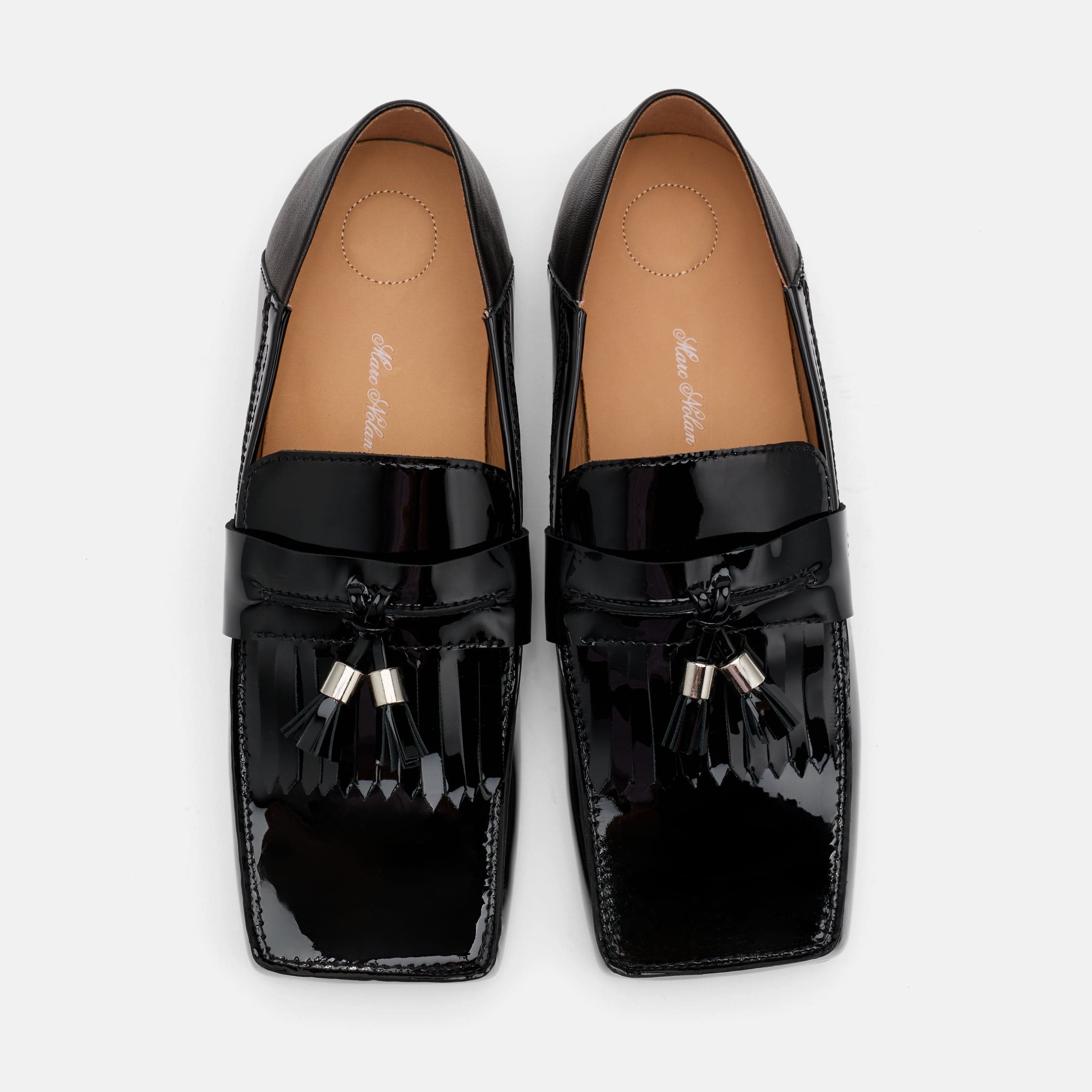 Simone Black Patent Leather Tassel Loafers