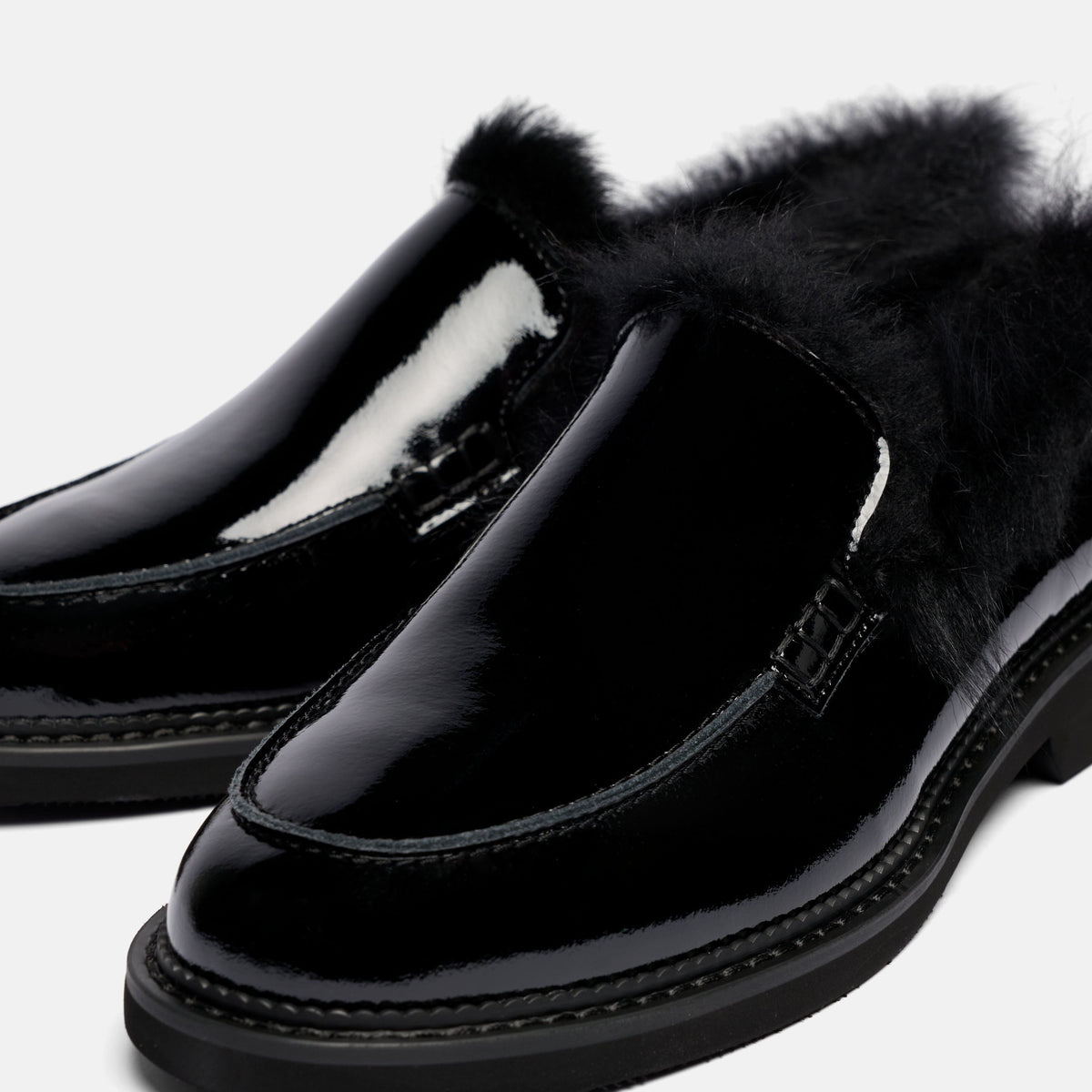 Sinclair Black Patent Fur Loafer