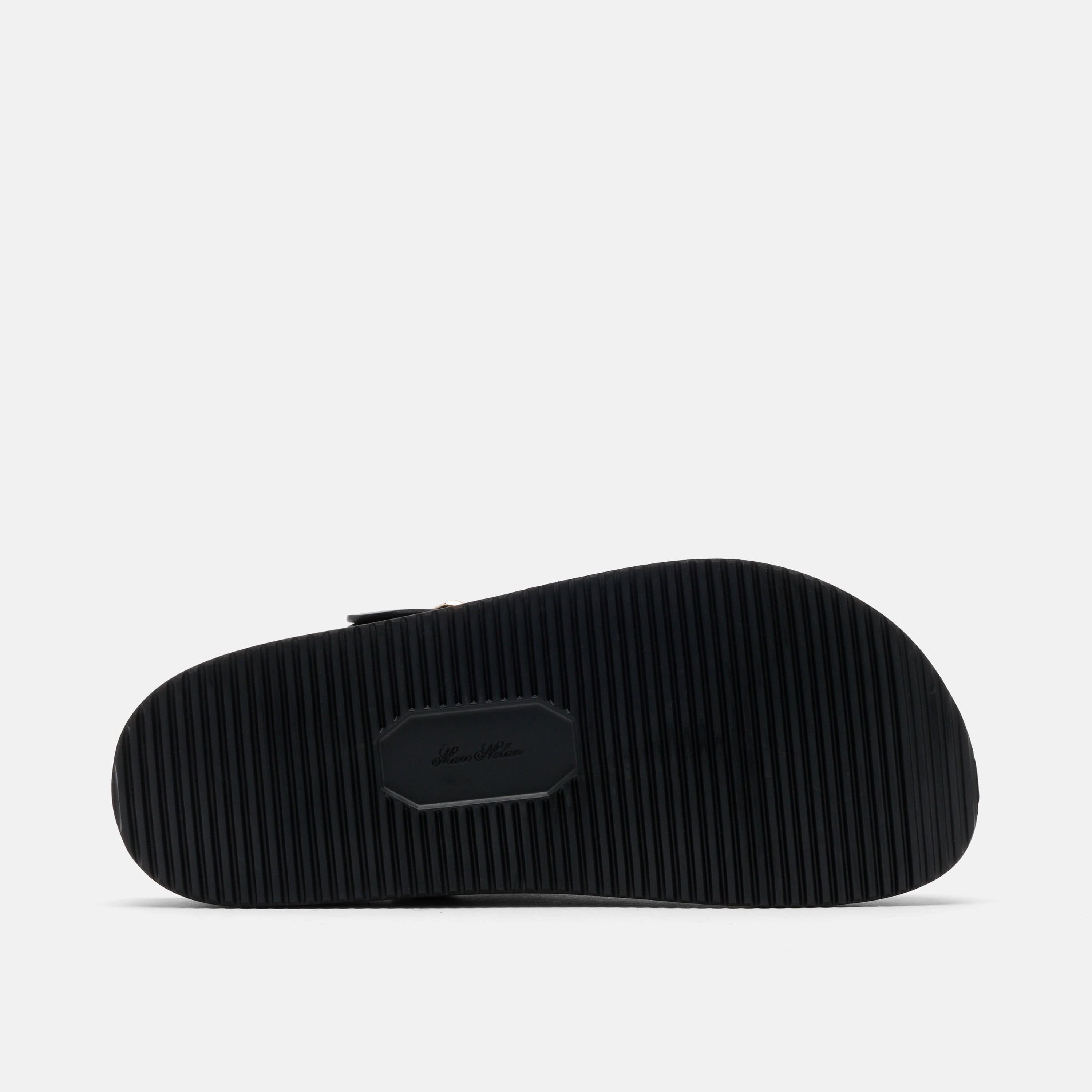 Solana Black Leather Backstrap Clogs