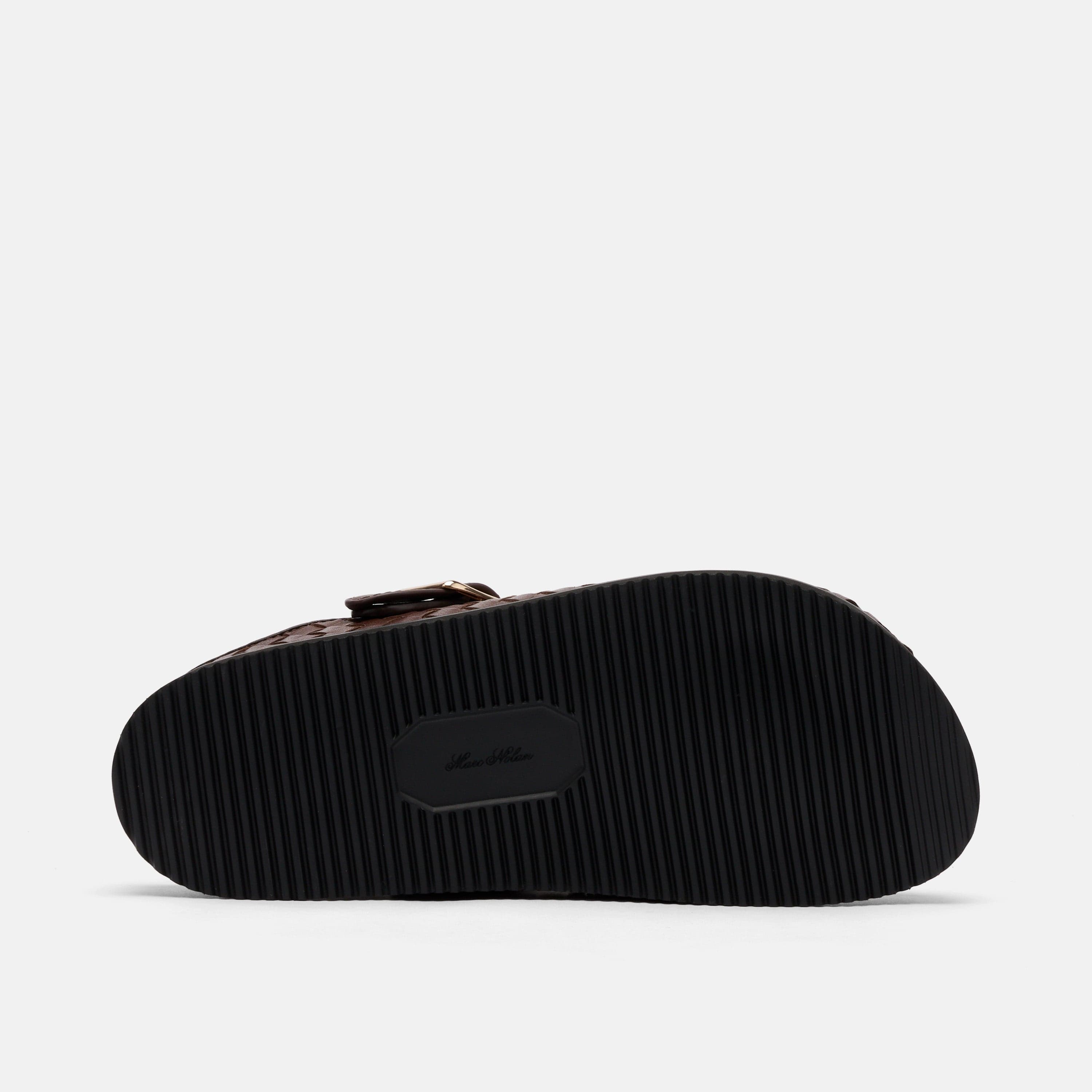 Solana Brown Woven Leather Backstrap Clogs