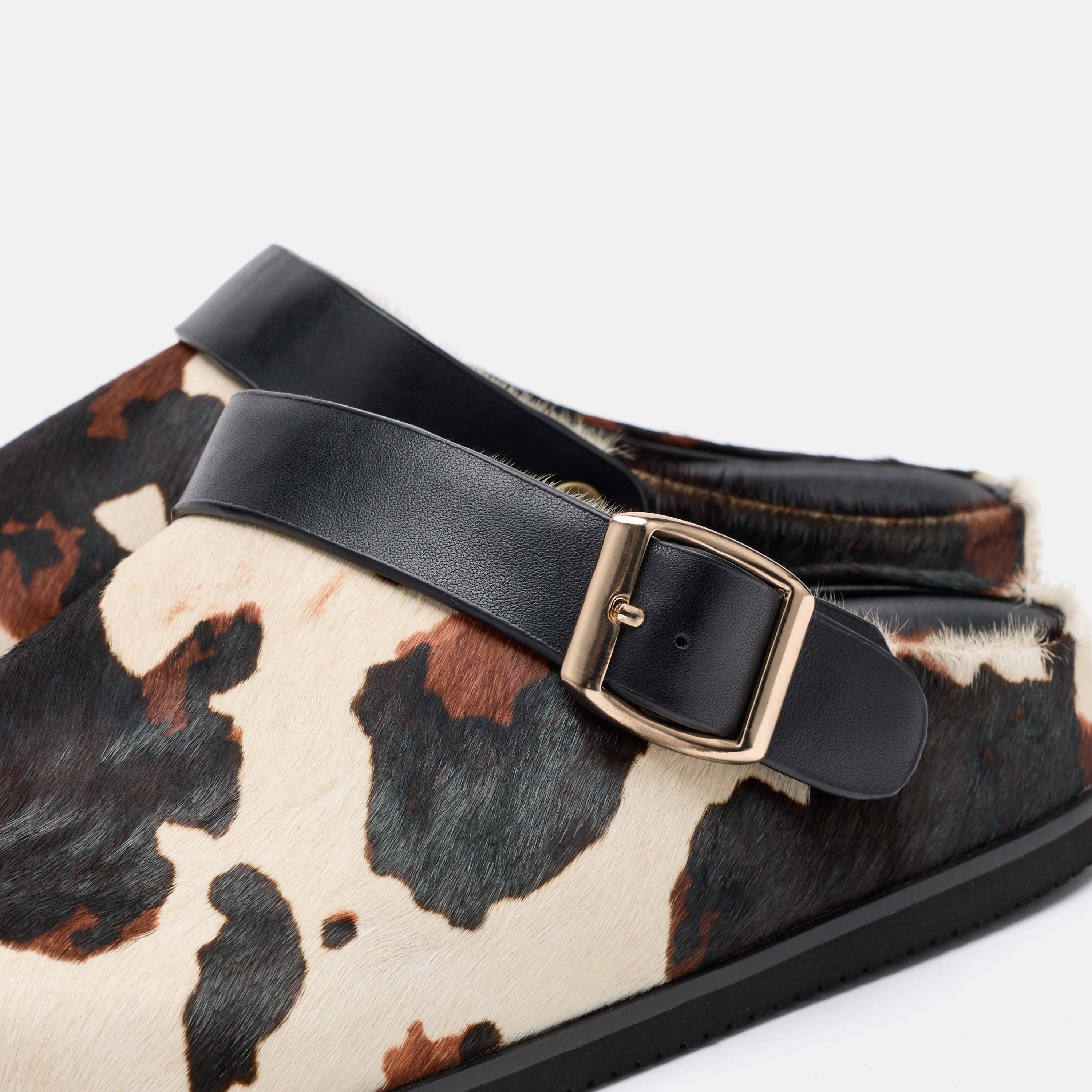 Solana Cow Print Backstrap Clogs