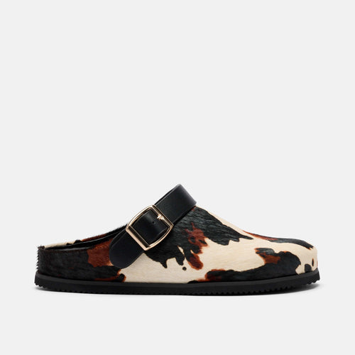 Ms. Solana Cow Print Backstrap Clogs