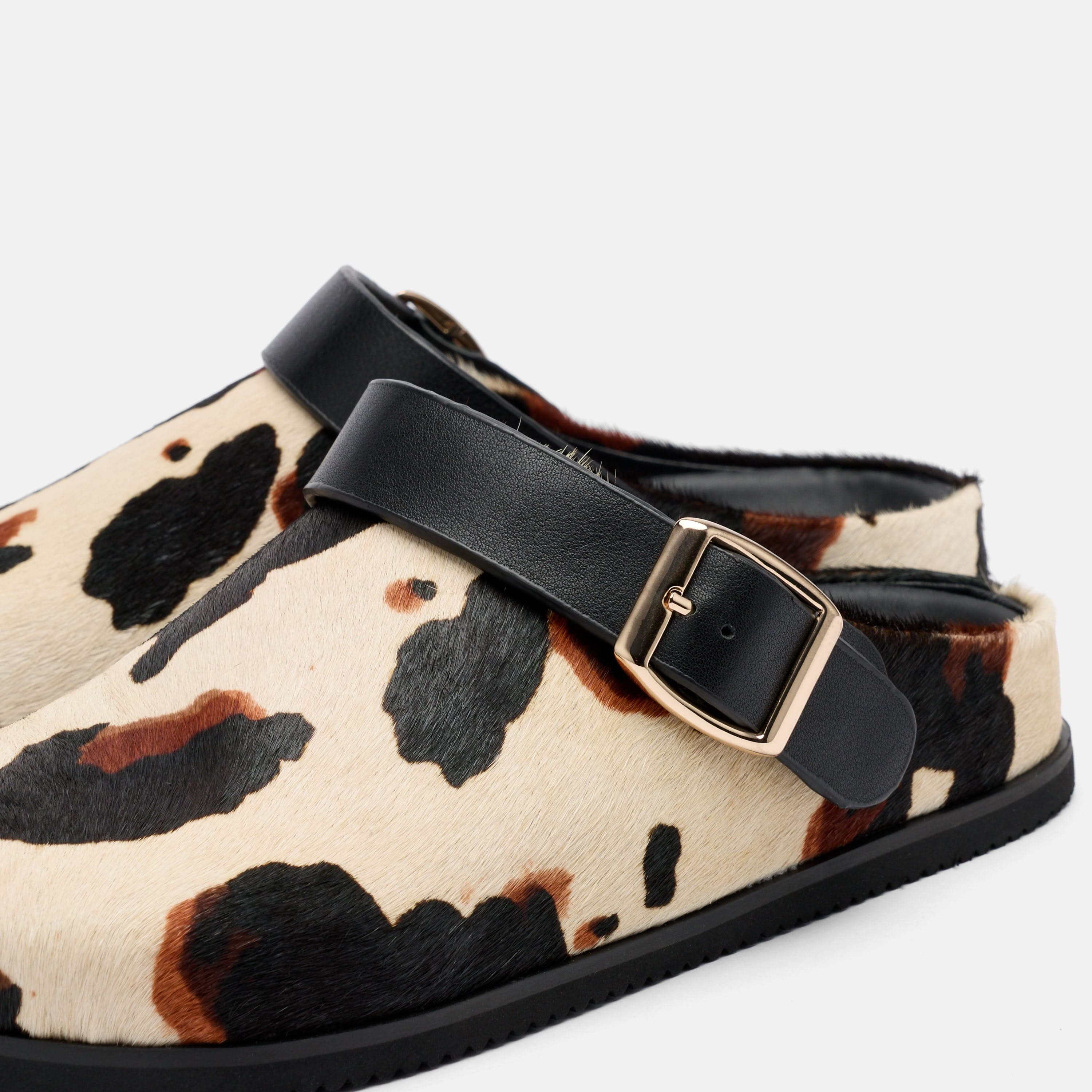 Solana Cow Print Backstrap Clogs