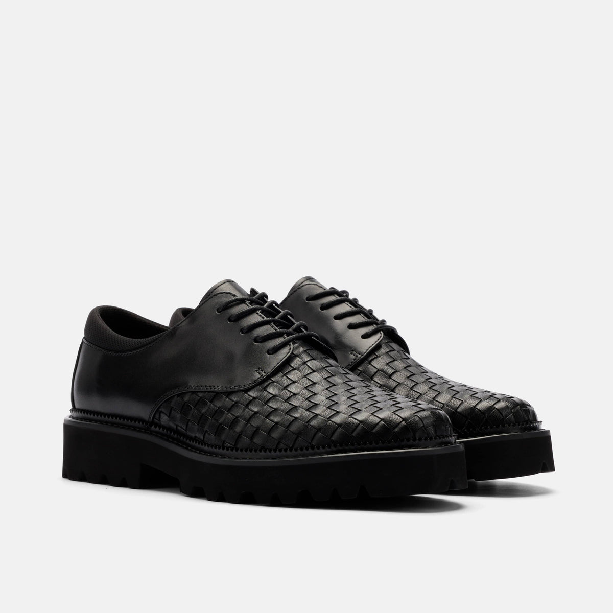 Sterling Black Woven Leather Derby