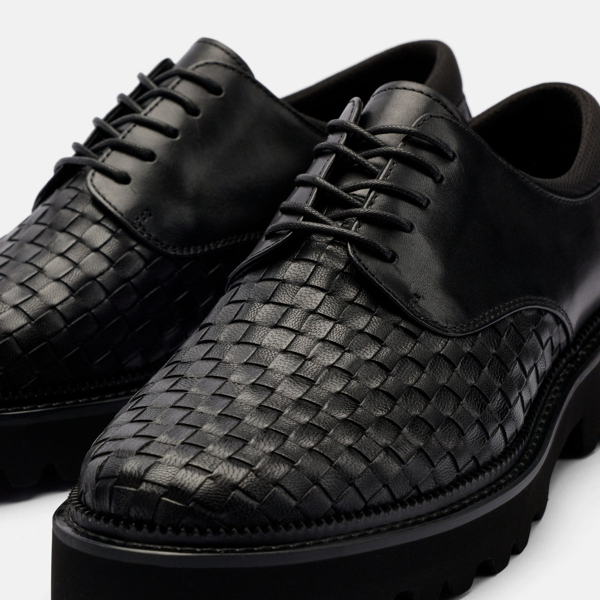 Sterling Black Woven Leather Derby