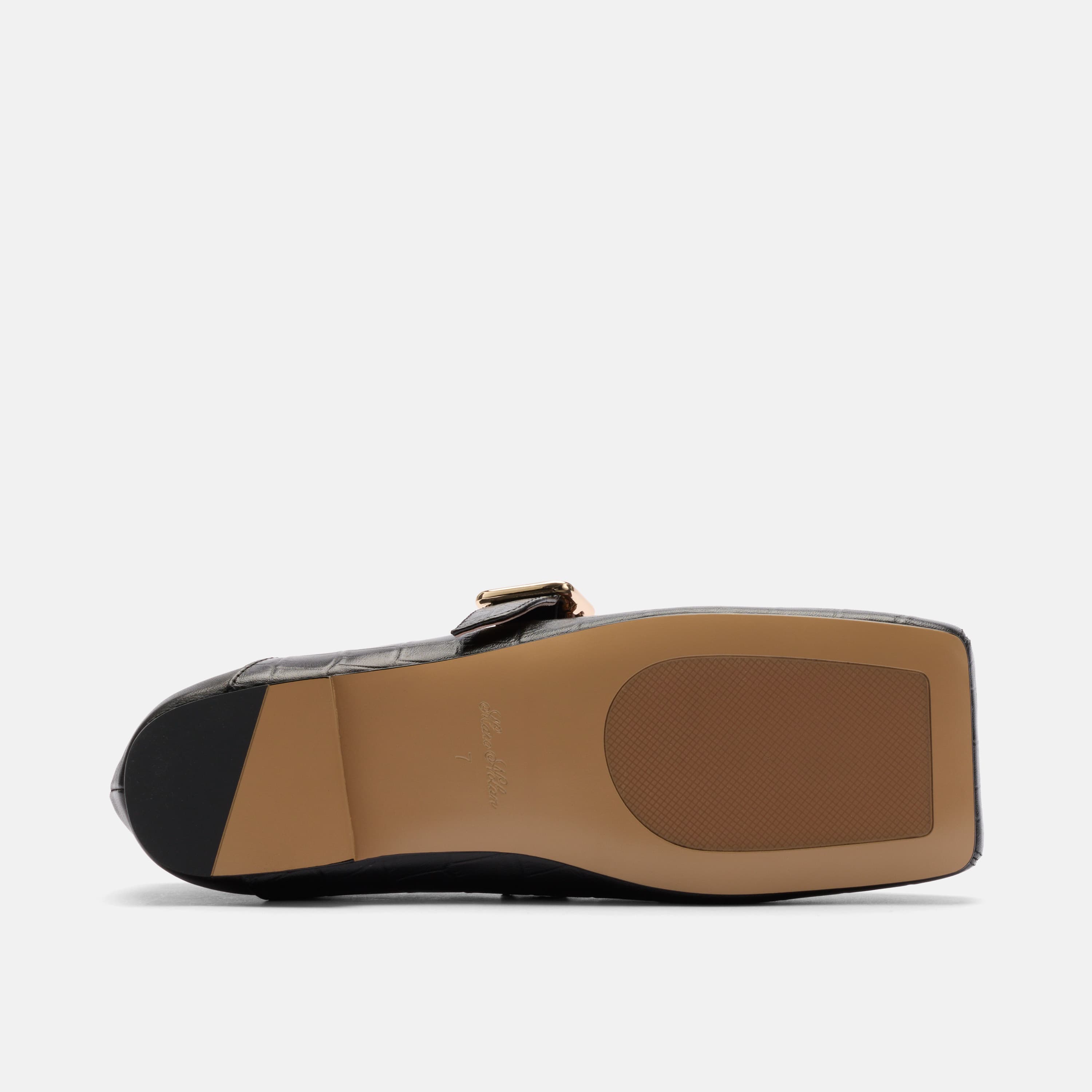 Sutton Black Croc Leather Mary Jane Flat