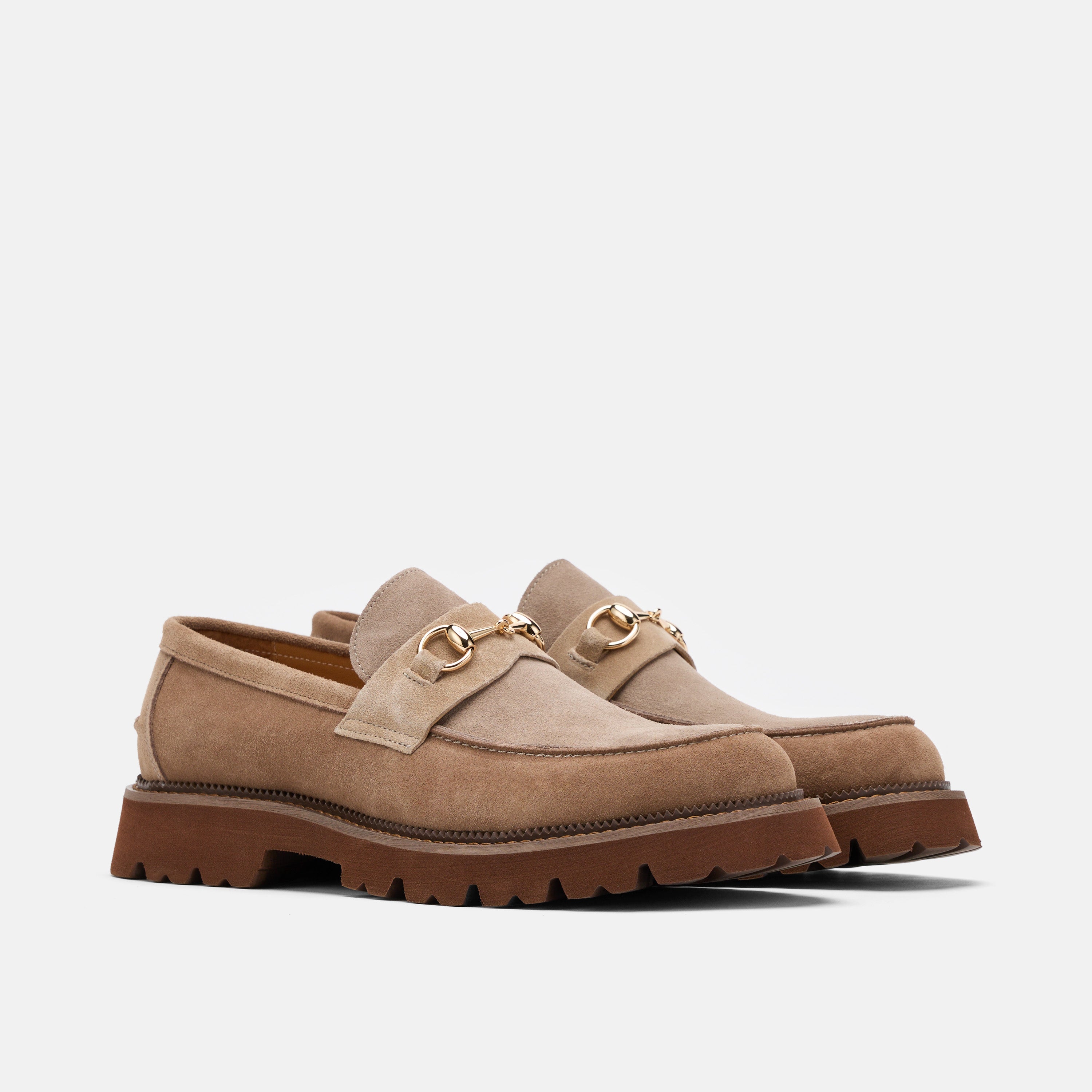 Blake Triple Tan Suede Lug Bit Loafers