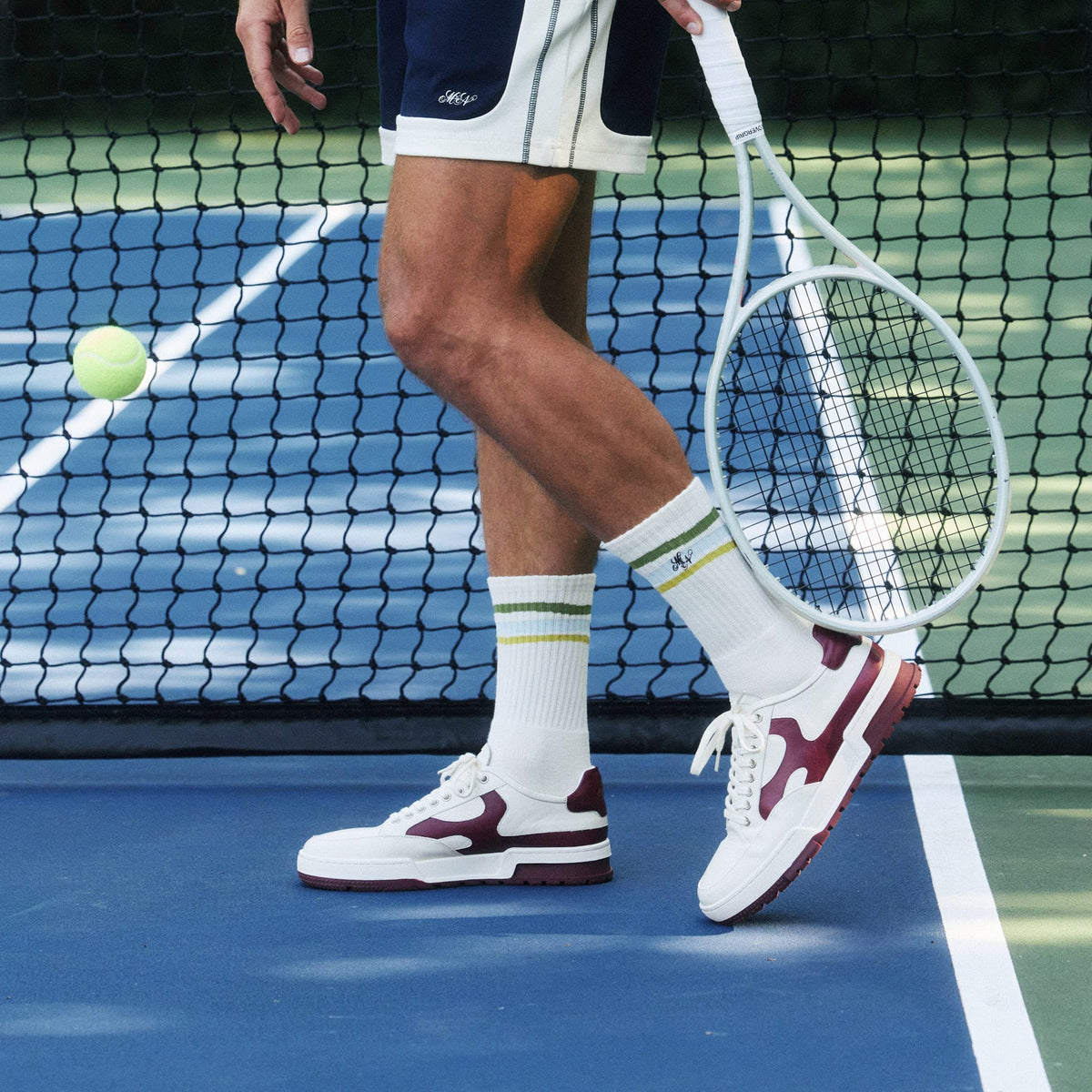 Men's Club Court Leather Tennis Shoe - White/Burgundy