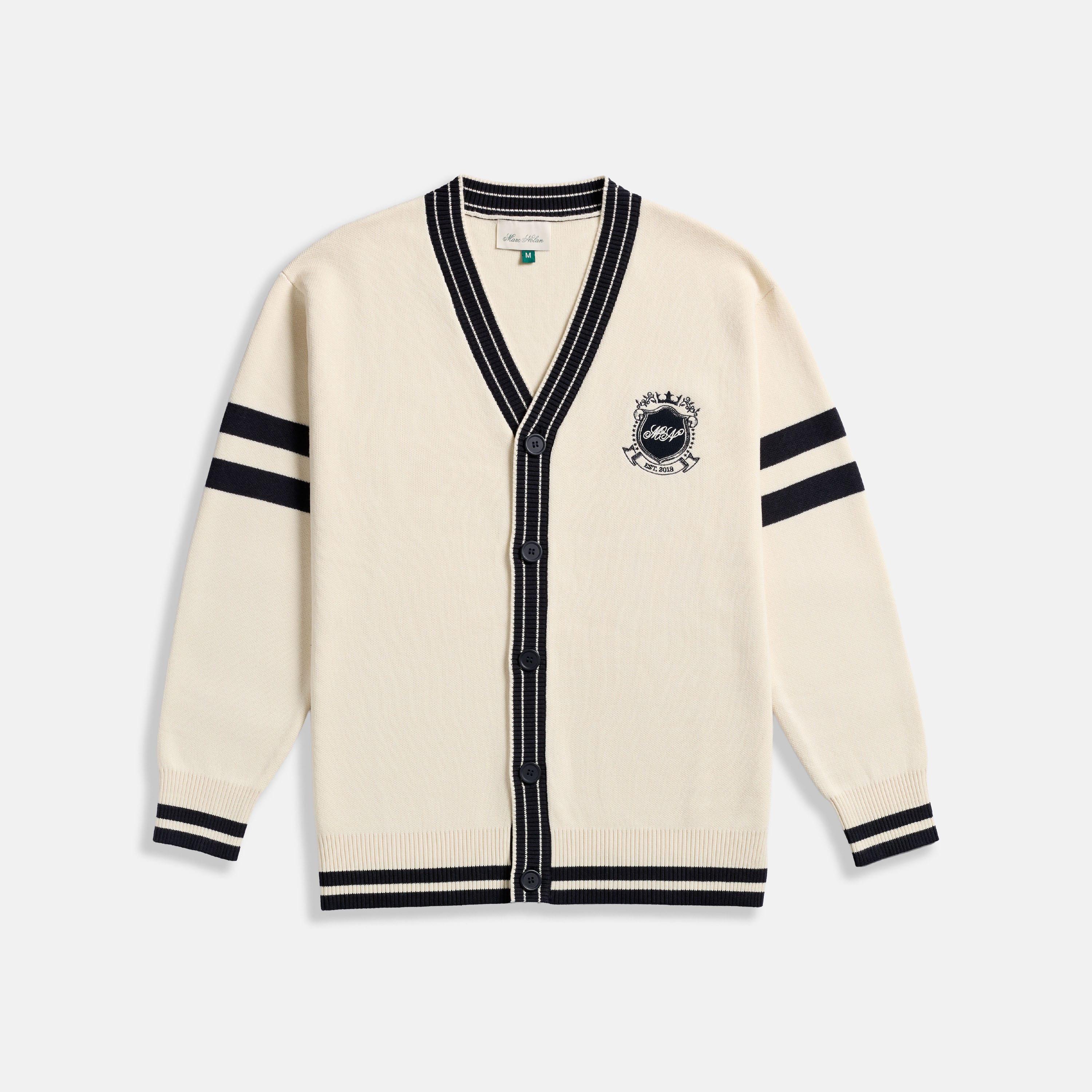 Marc Nolan Cream/Navy Varsity Sweater - Unisex