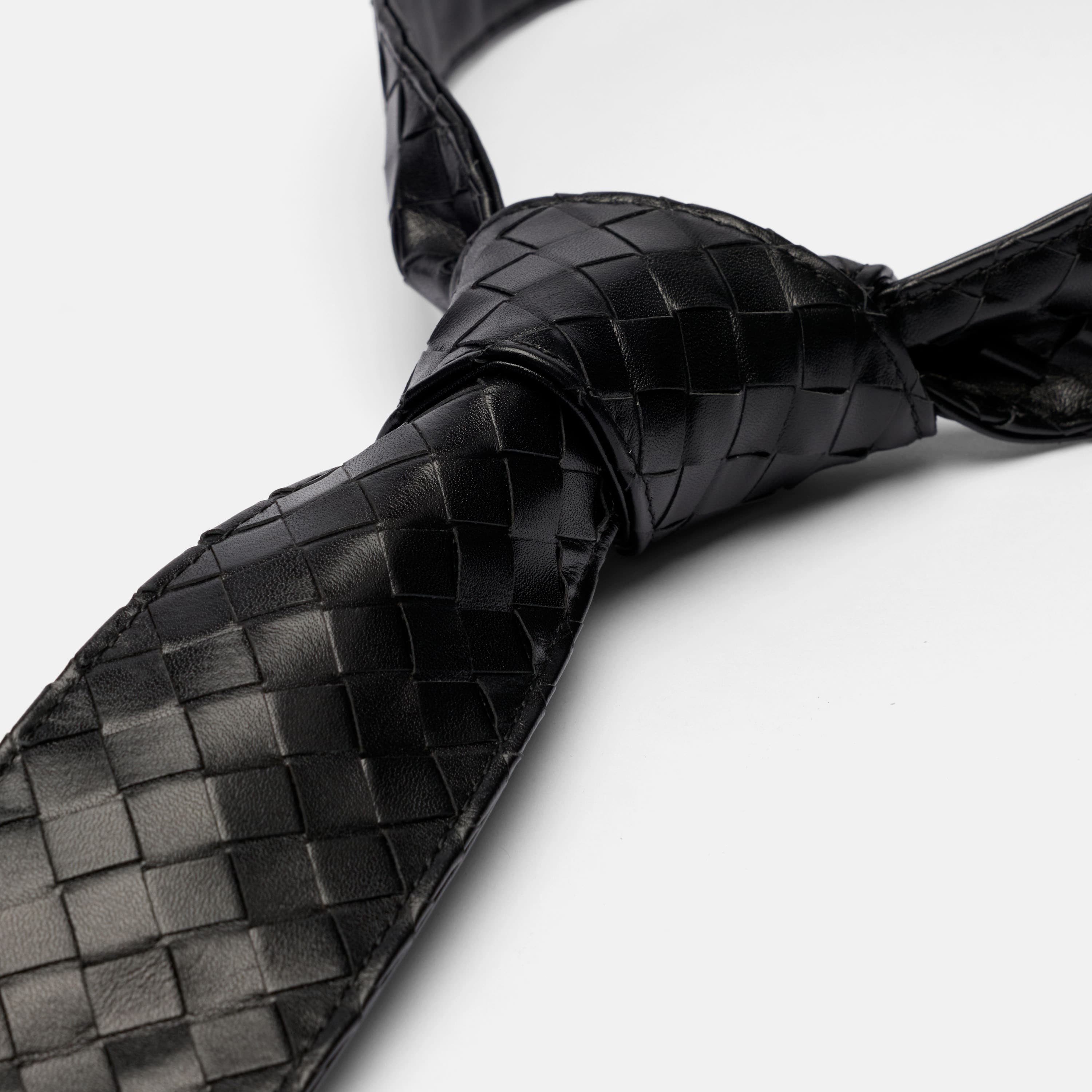 Marc Nolan Woven Leather Tie - Black
