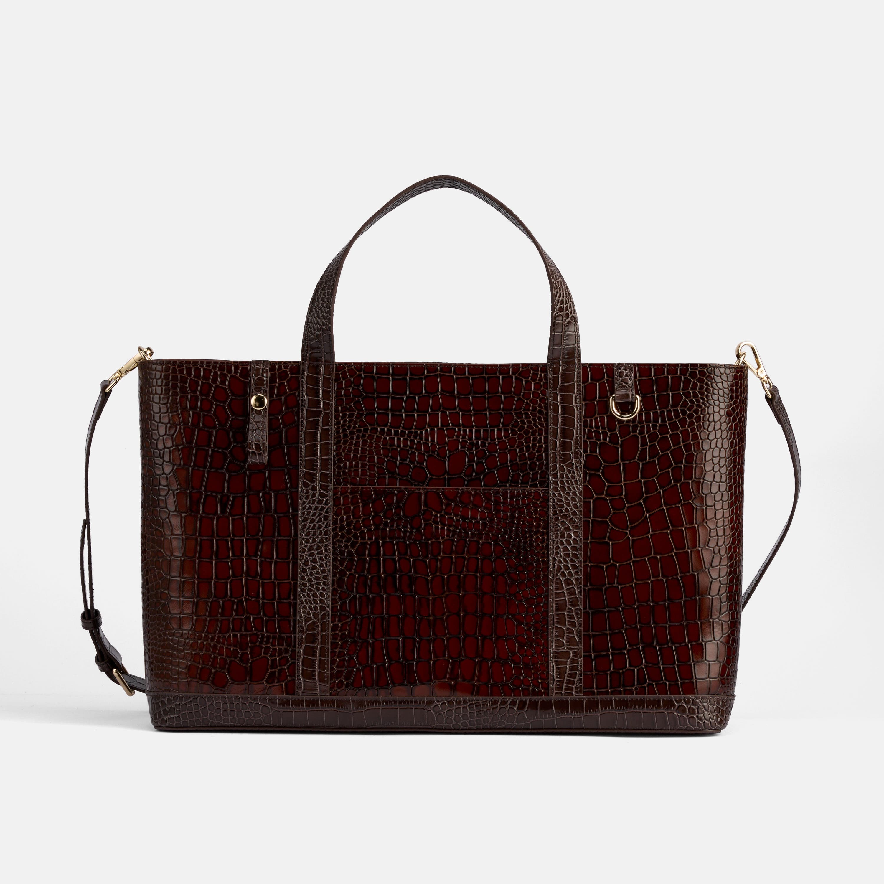 Marc Nolan Tote - Brown Crocskin Leather