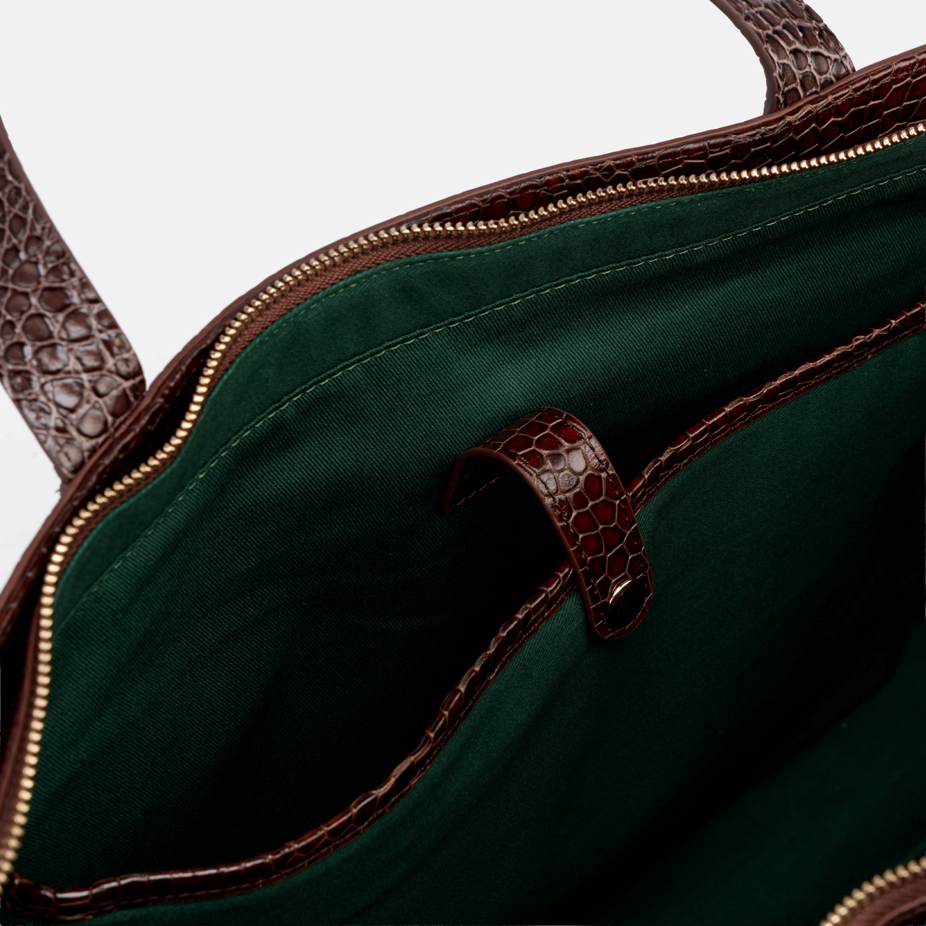 Marc Nolan Tote - Brown Crocskin Leather