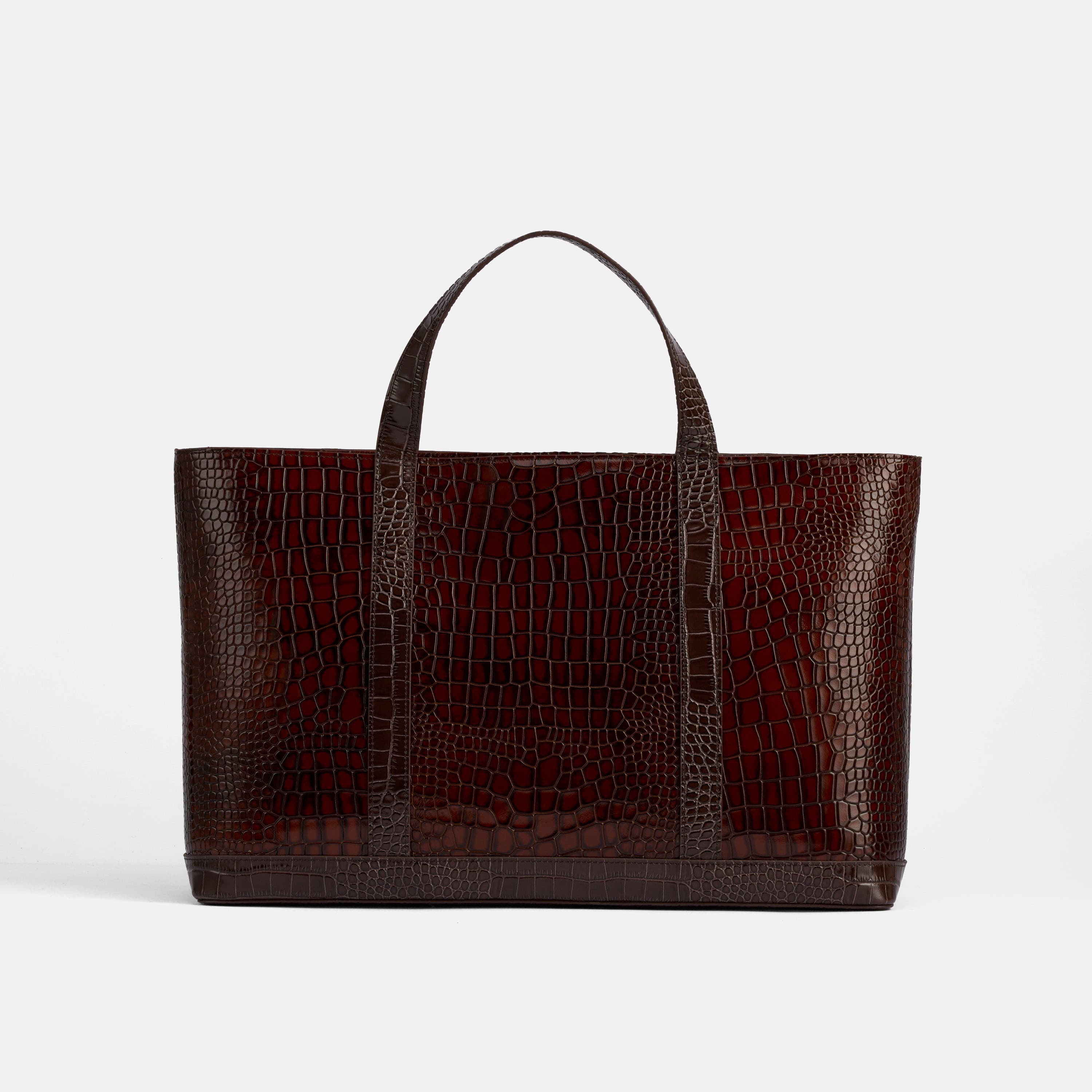 Marc Nolan Tote - Brown Crocskin Leather