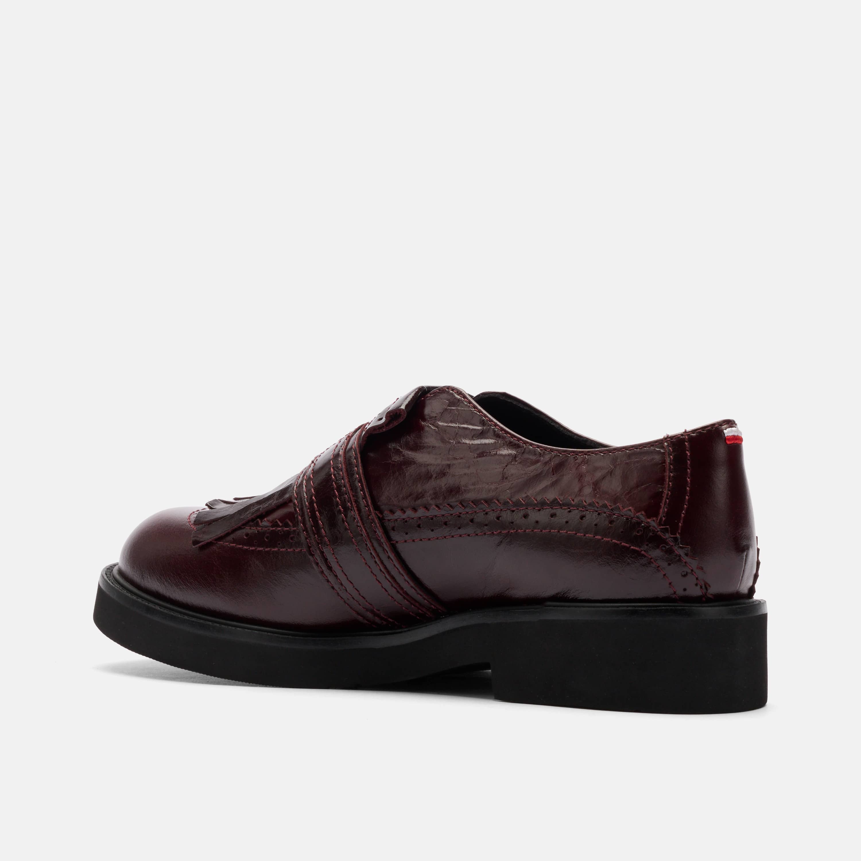 Vaughn Burgundy Patent Fringed Monk Strap Shoe