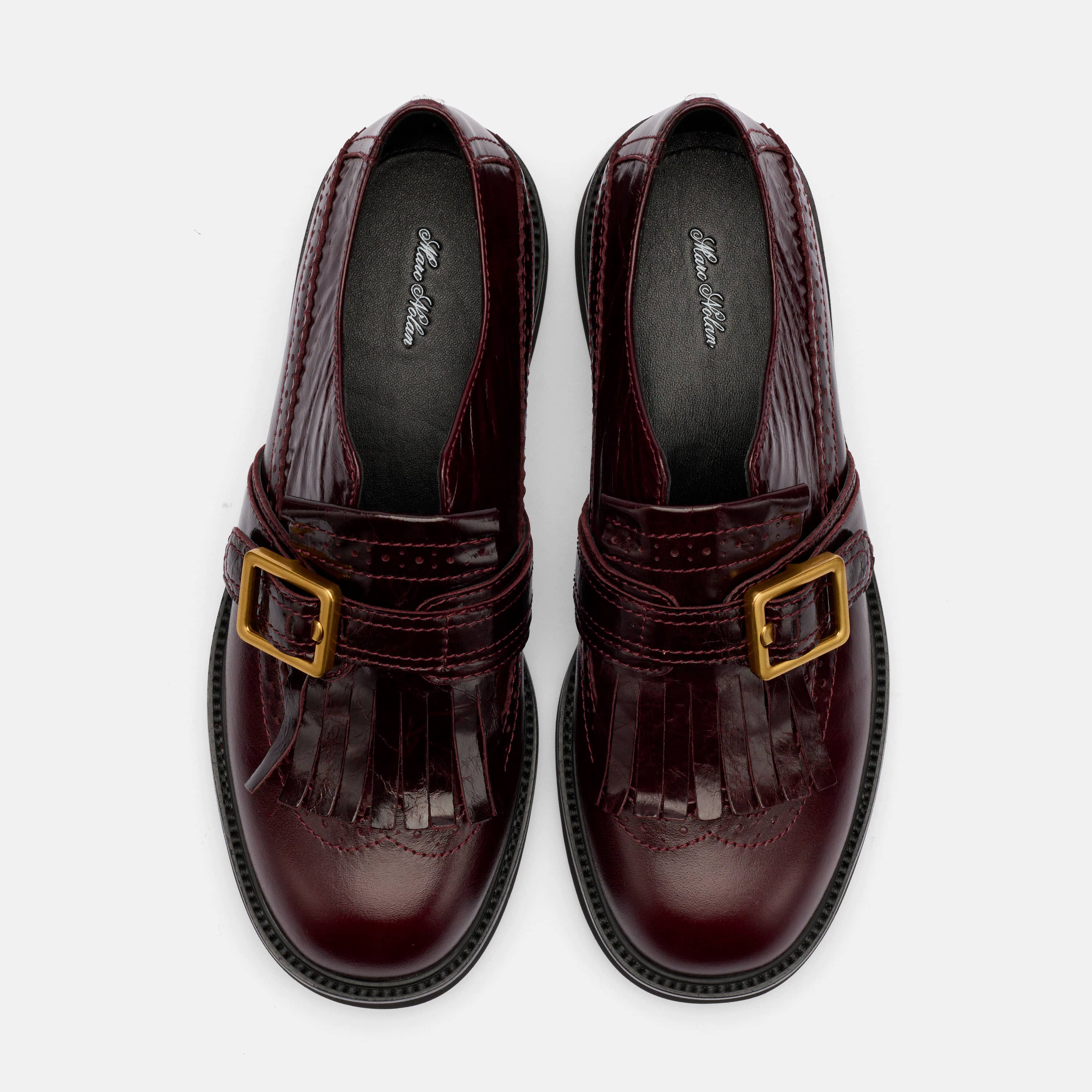 Vaughn Burgundy Patent Fringed Monk Strap Shoe
