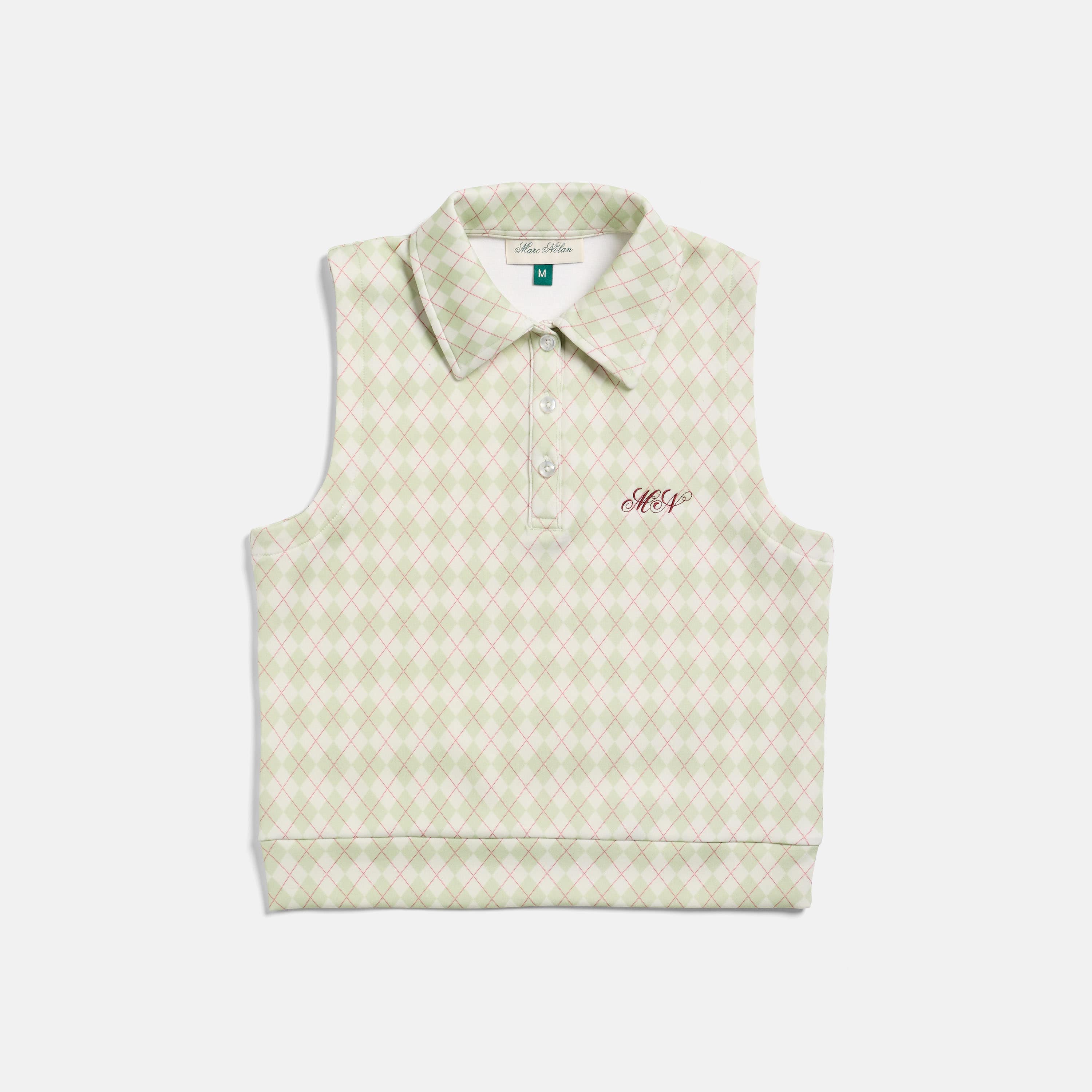 Women's Argyle Golf Vest - Cream/Sage