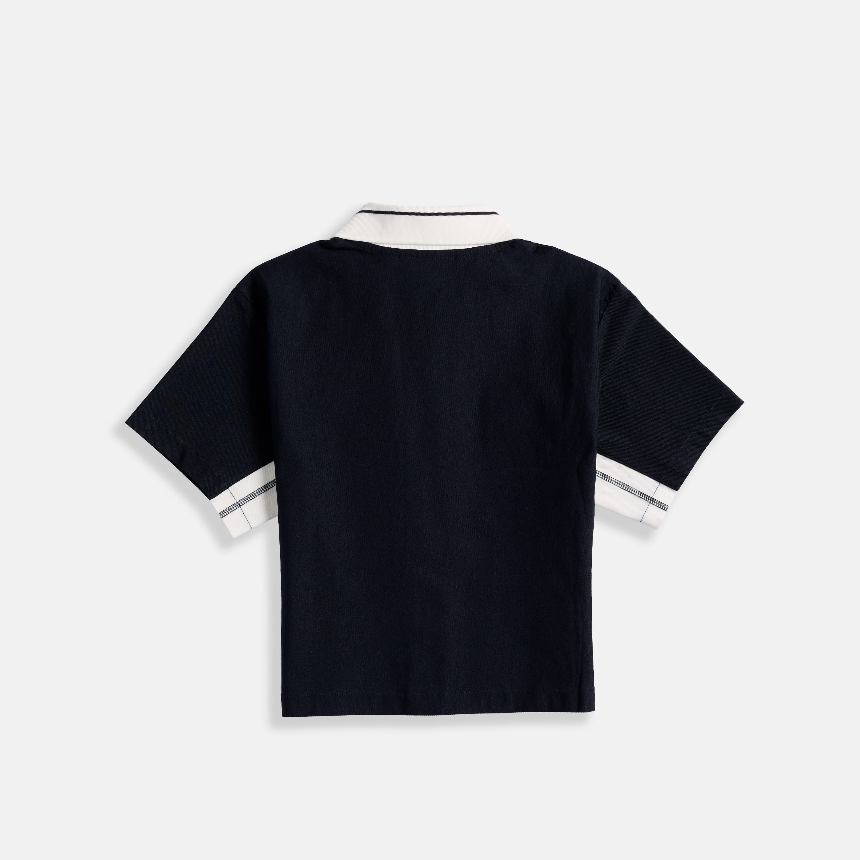 Women's Cropped Tennis Polo - Navy/White
