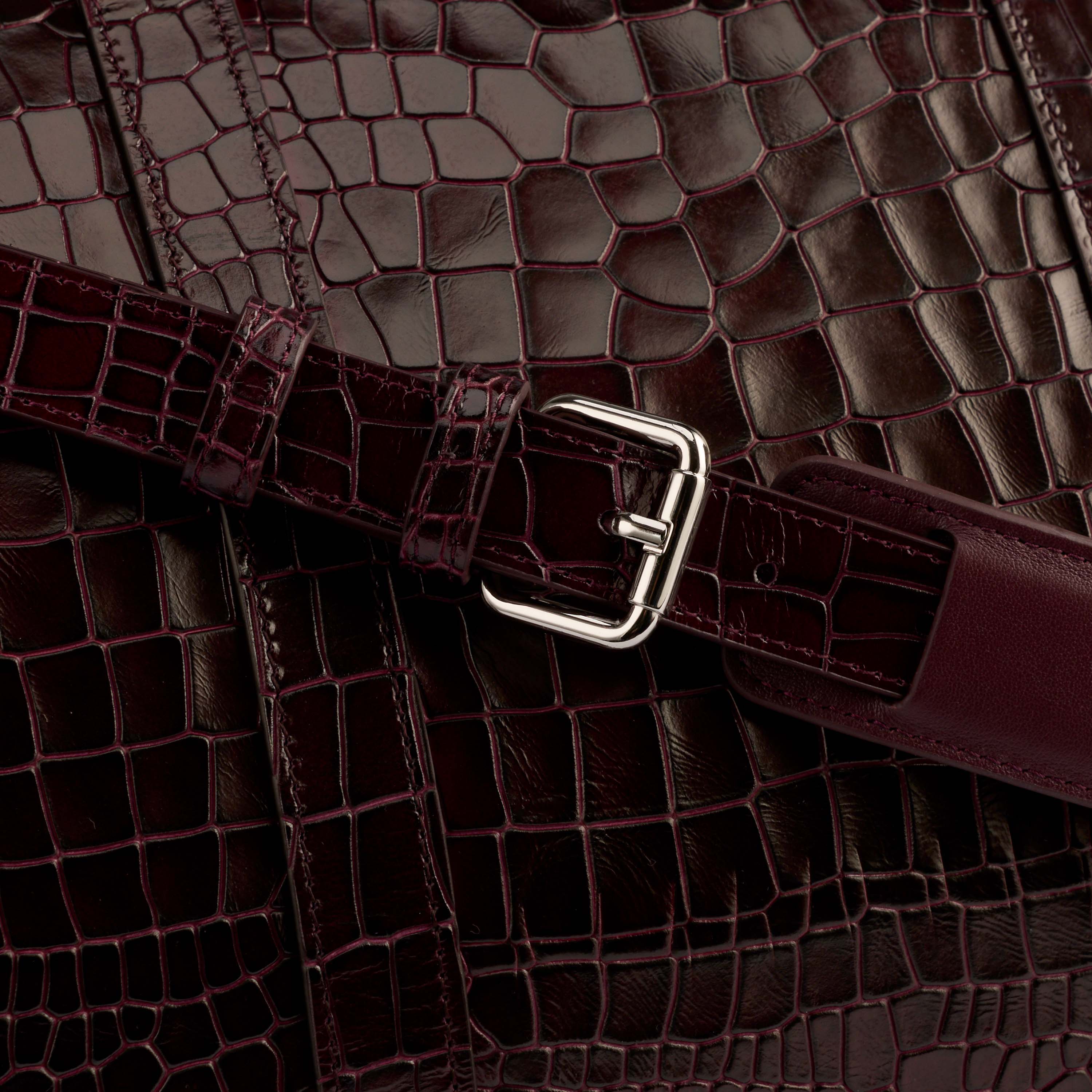 Marc Nolan Large Weekender Duffle Bag - Burgundy Crocskin
