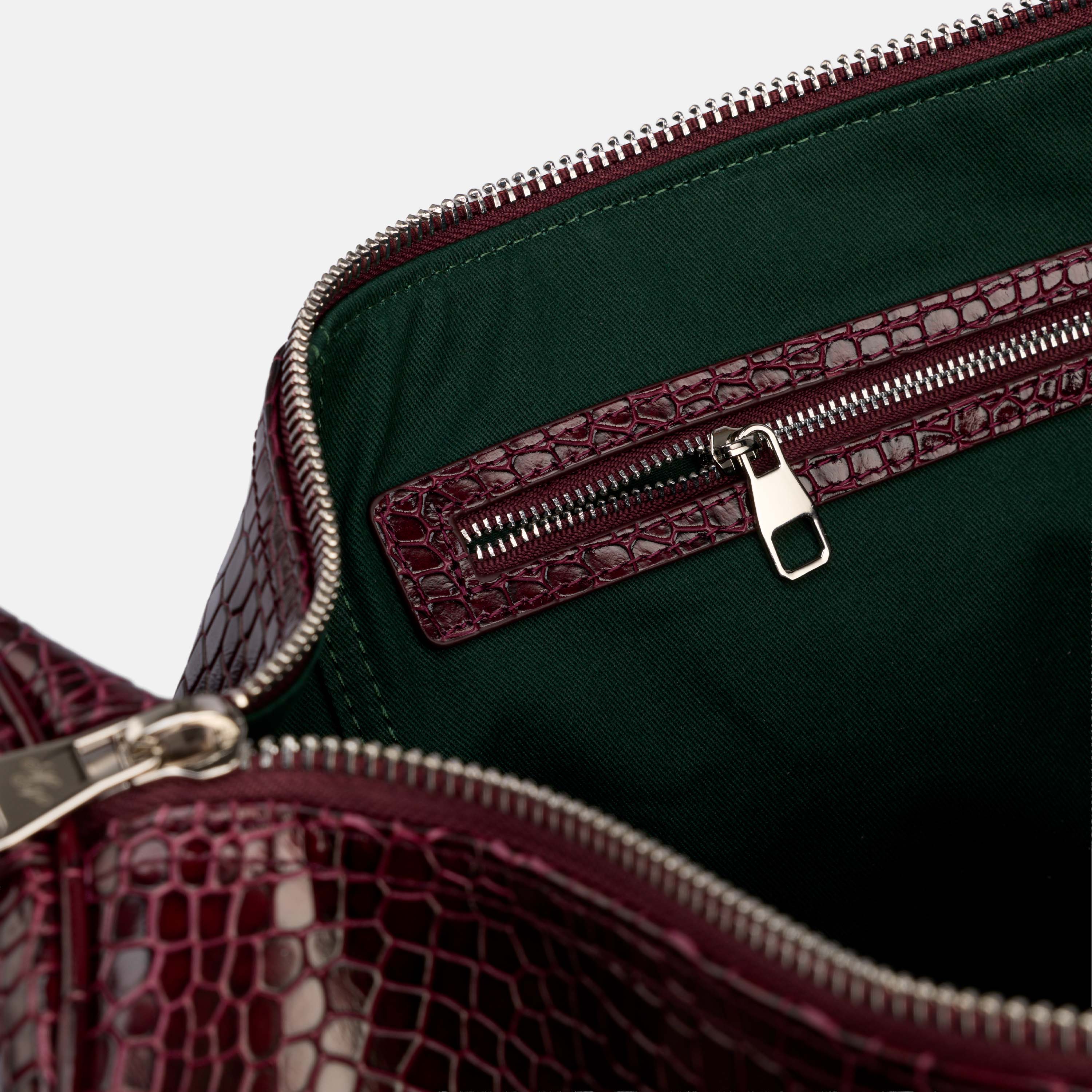 Marc Nolan Large Weekender Duffle Bag - Burgundy Crocskin