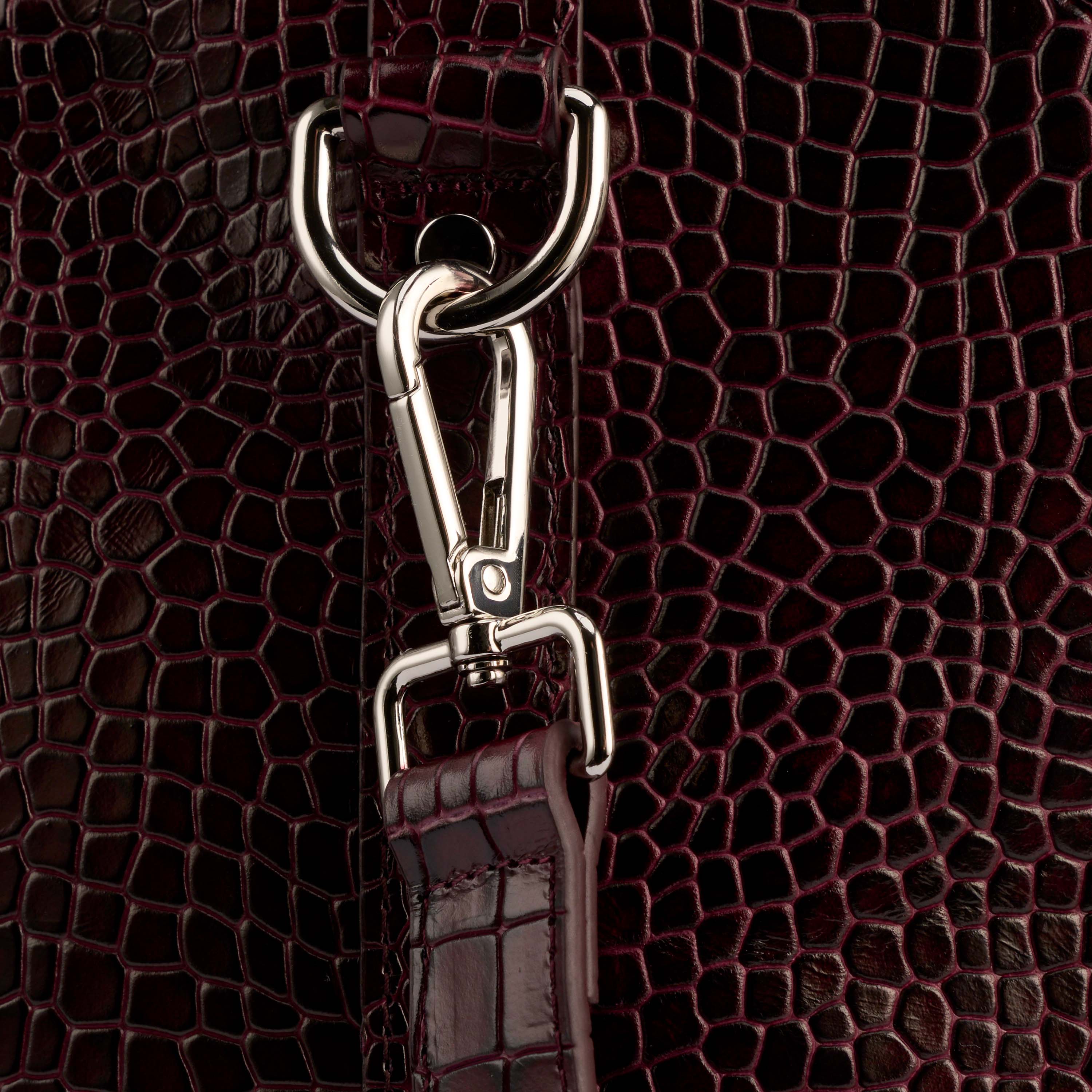 Marc Nolan Large Weekender Duffle Bag - Burgundy Crocskin