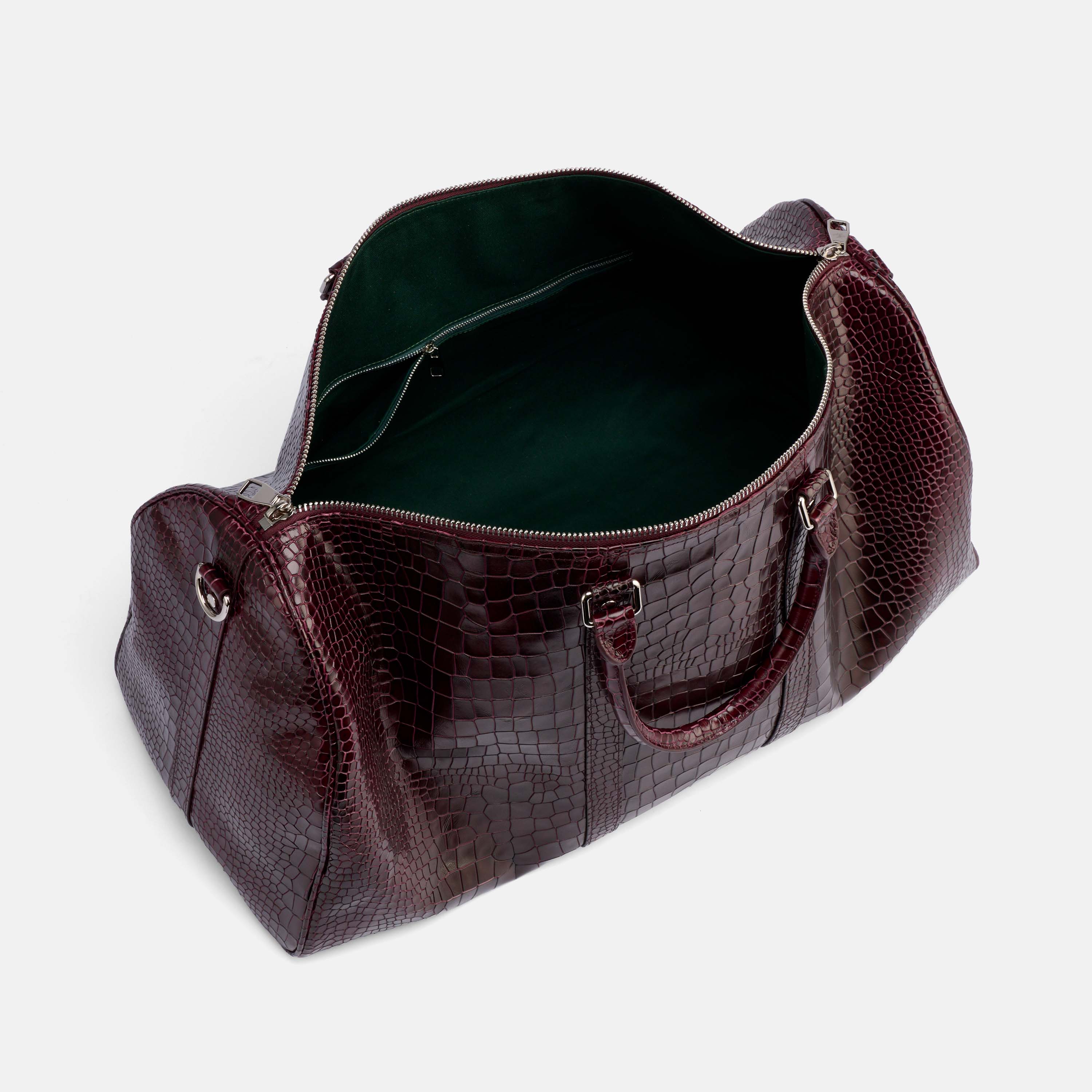 Marc Nolan Large Weekender Duffle Bag - Burgundy Crocskin