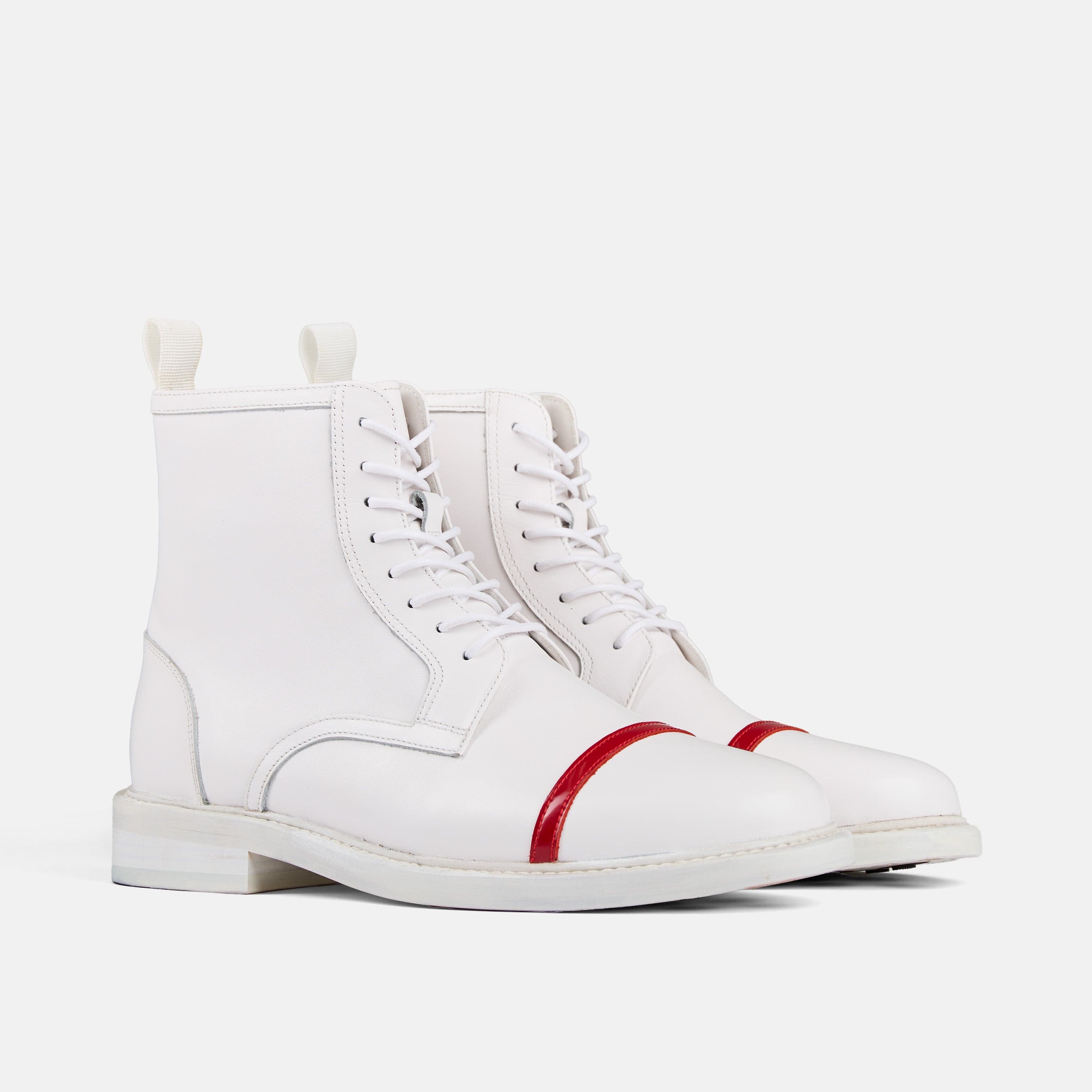 Lincoln White 'Red Stripe' Cap Toe Boots