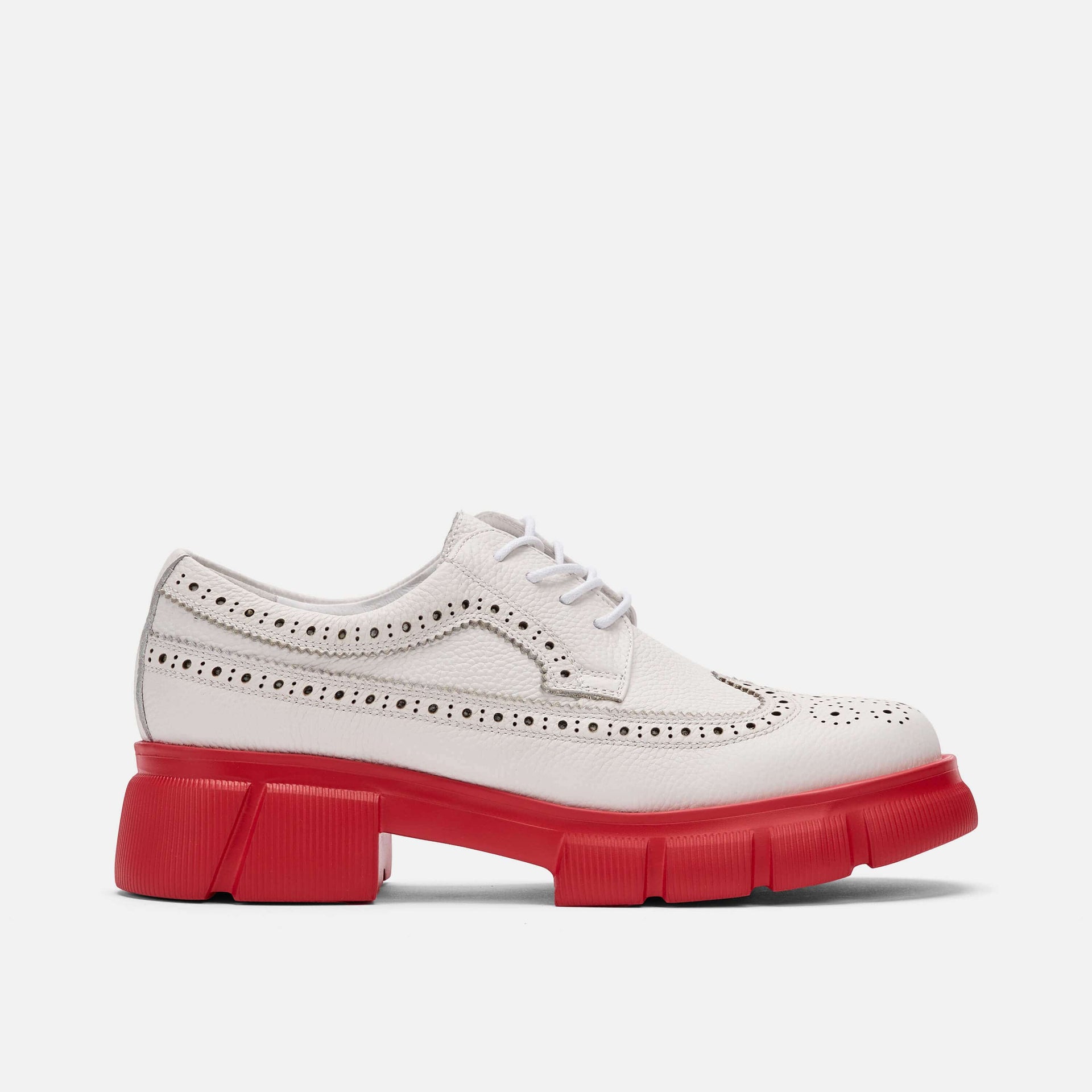 Ms. Alexander White Red Leather Lug Wingtip Derby