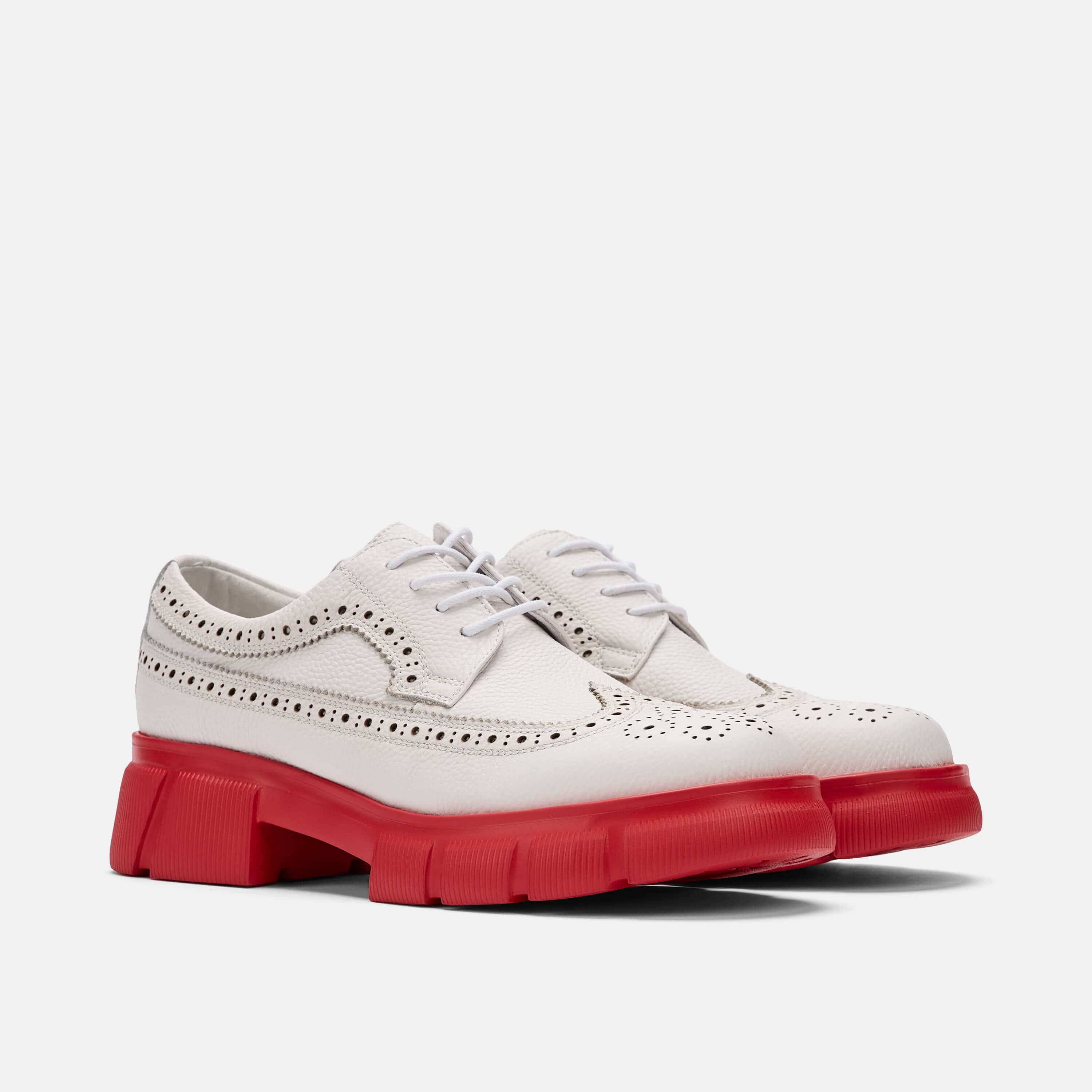 Women's White/Red Lug Dress Shoes