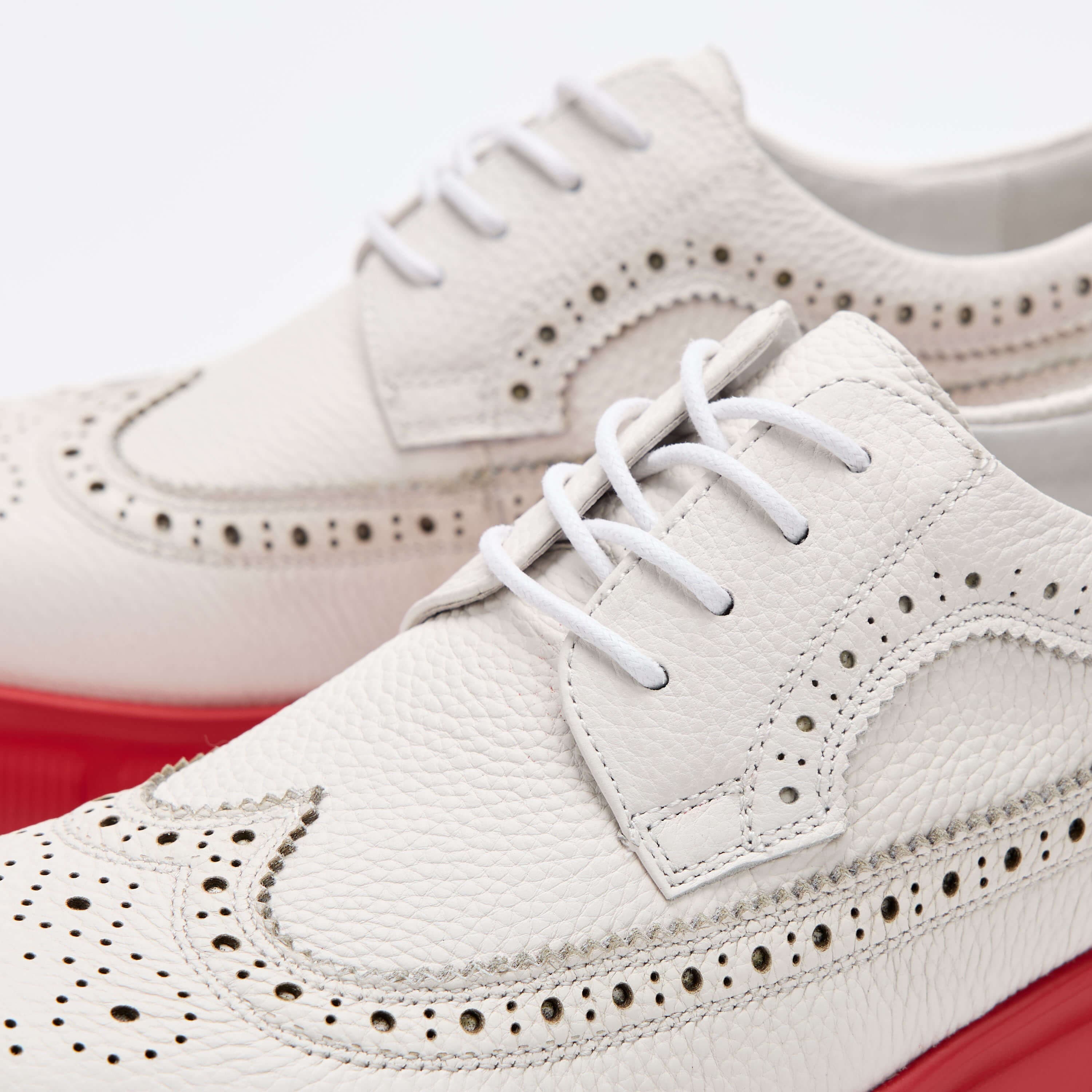 Women's White/Red Lug Dress Shoes