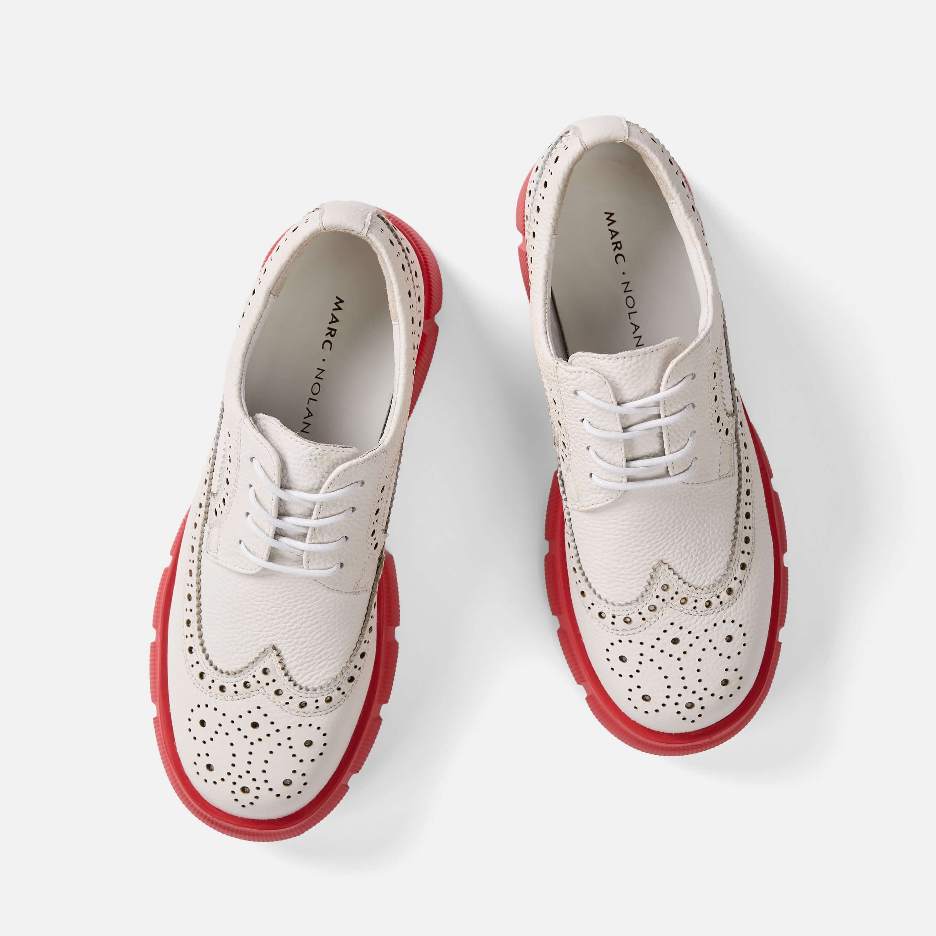 Women's White/Red Lug Dress Shoes