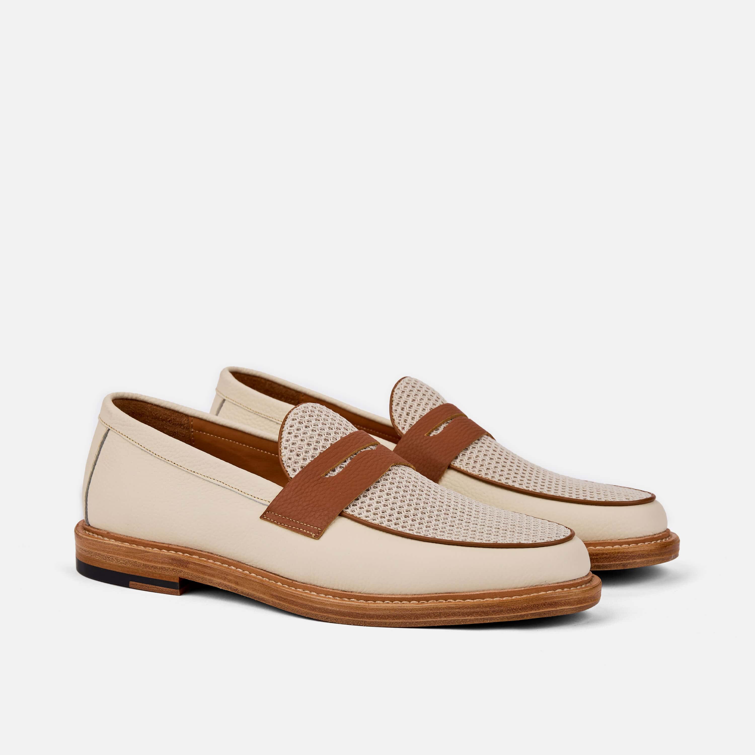 Calum White Leather Penny Loafers