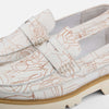 Adler White Marble Leather Penny Loafers