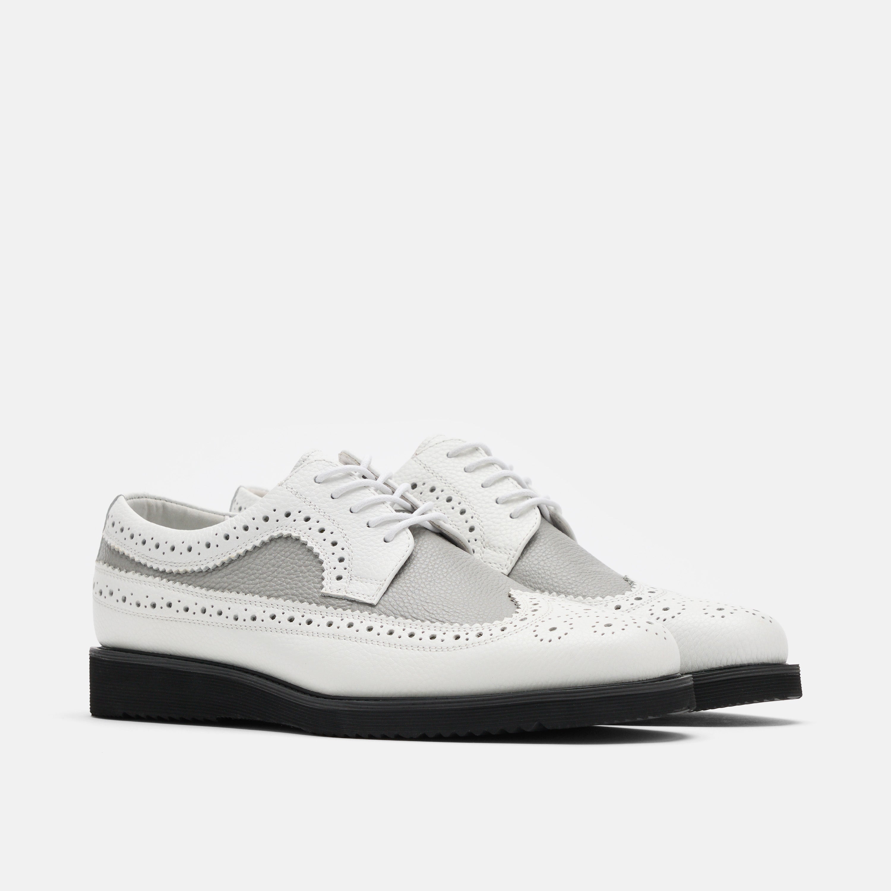 Alexander White/Grey Leather Longwing Sneakers