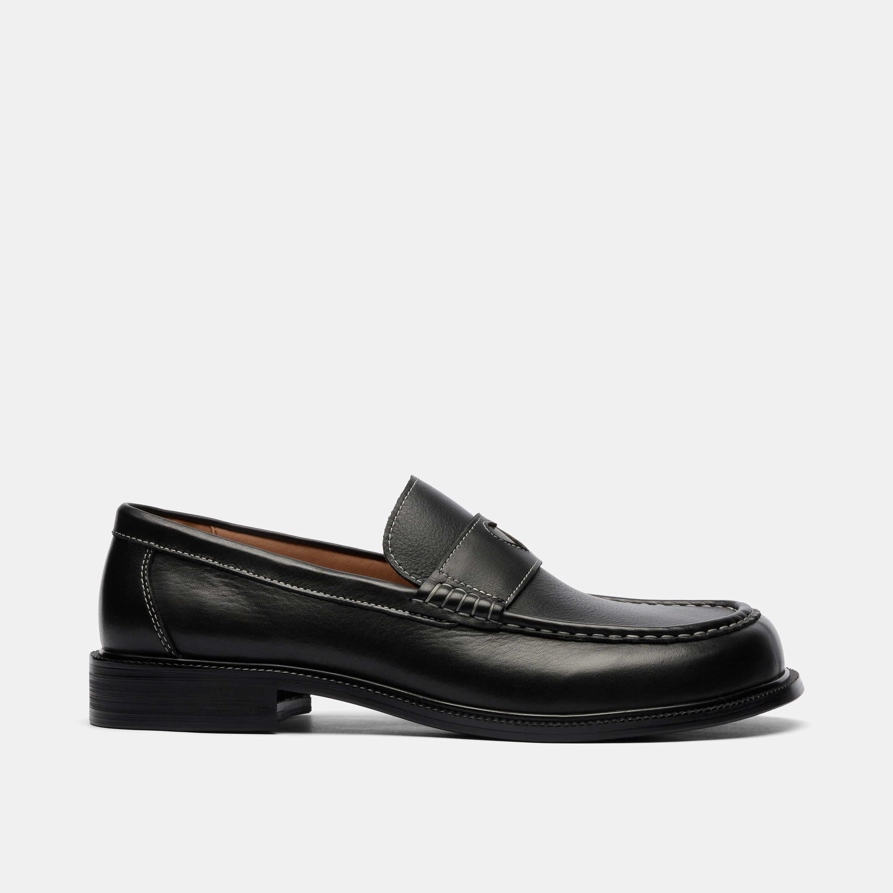 Wildheart Black Leather Penny Loafers