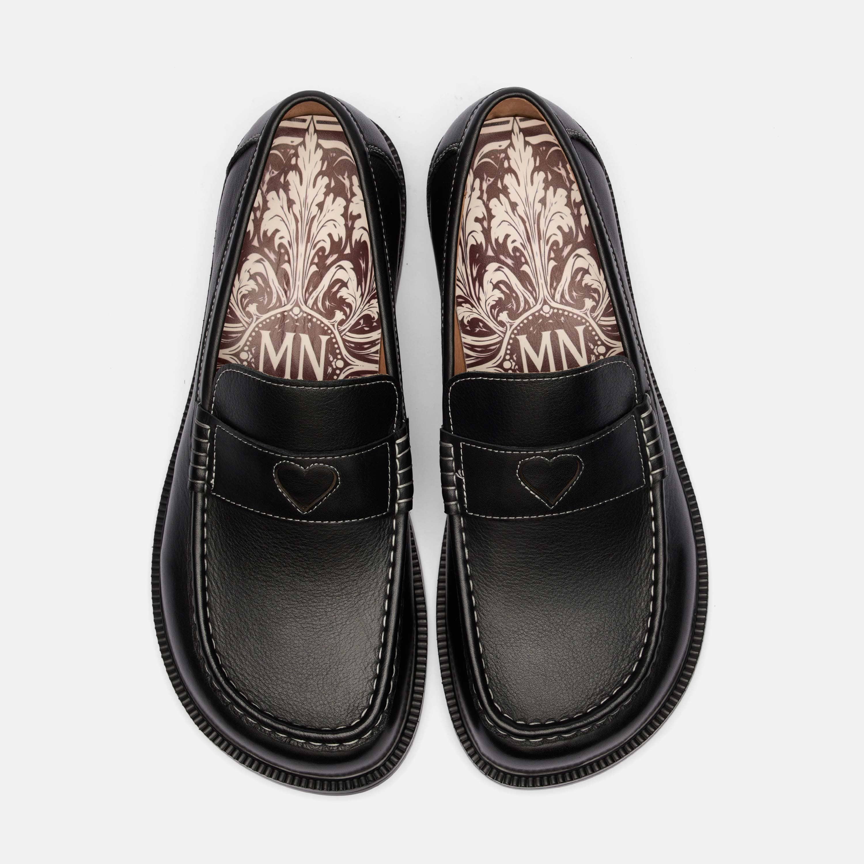 Wildheart Black Leather Penny Loafers