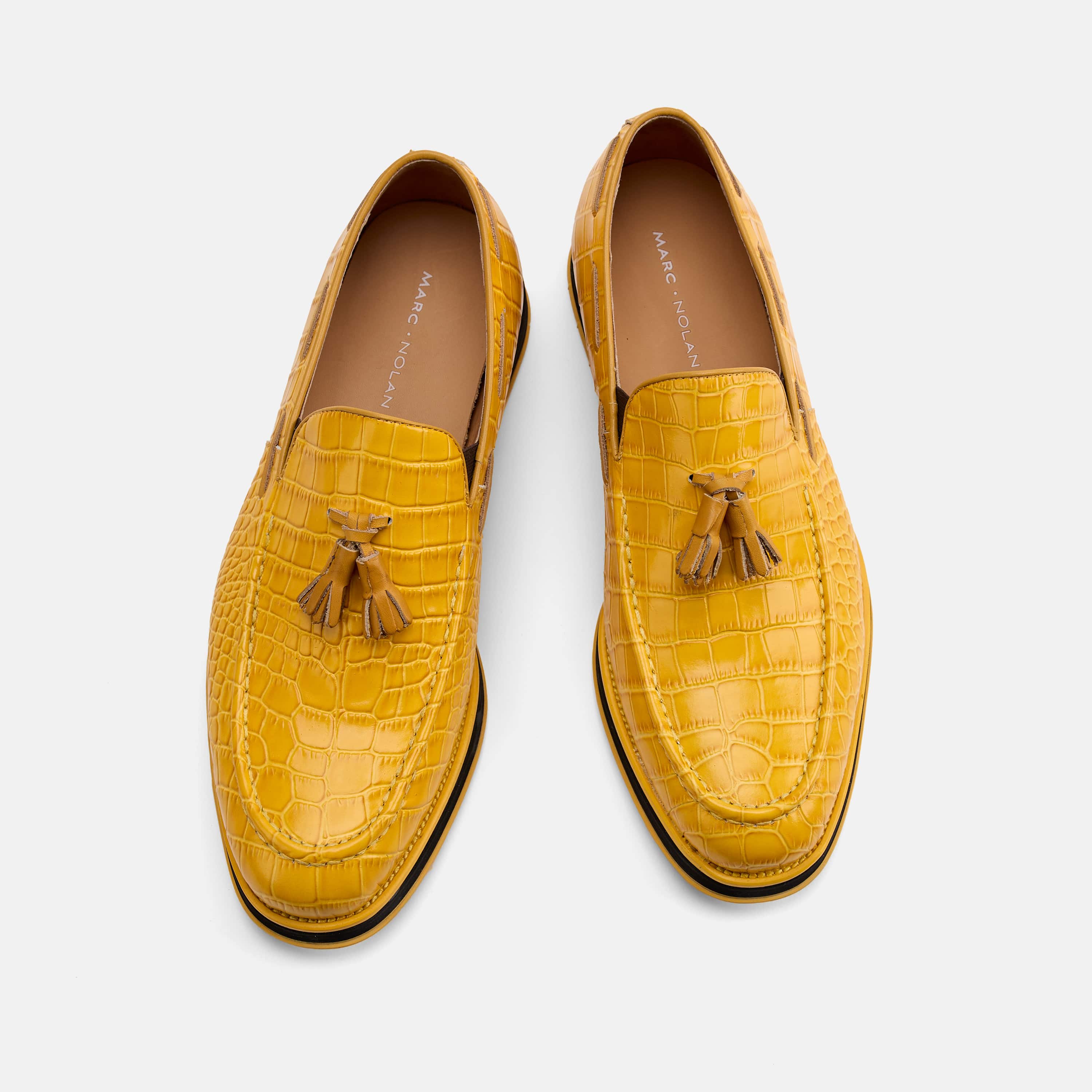 Apollo Yellow Crocskin Tassel Loafers